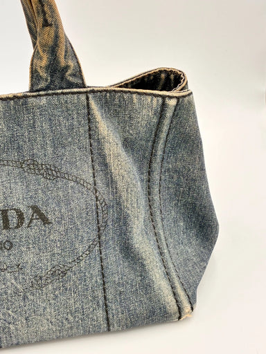Preloved | Prada Canapa Totebag Håndtaske i Denim Canvas Lille