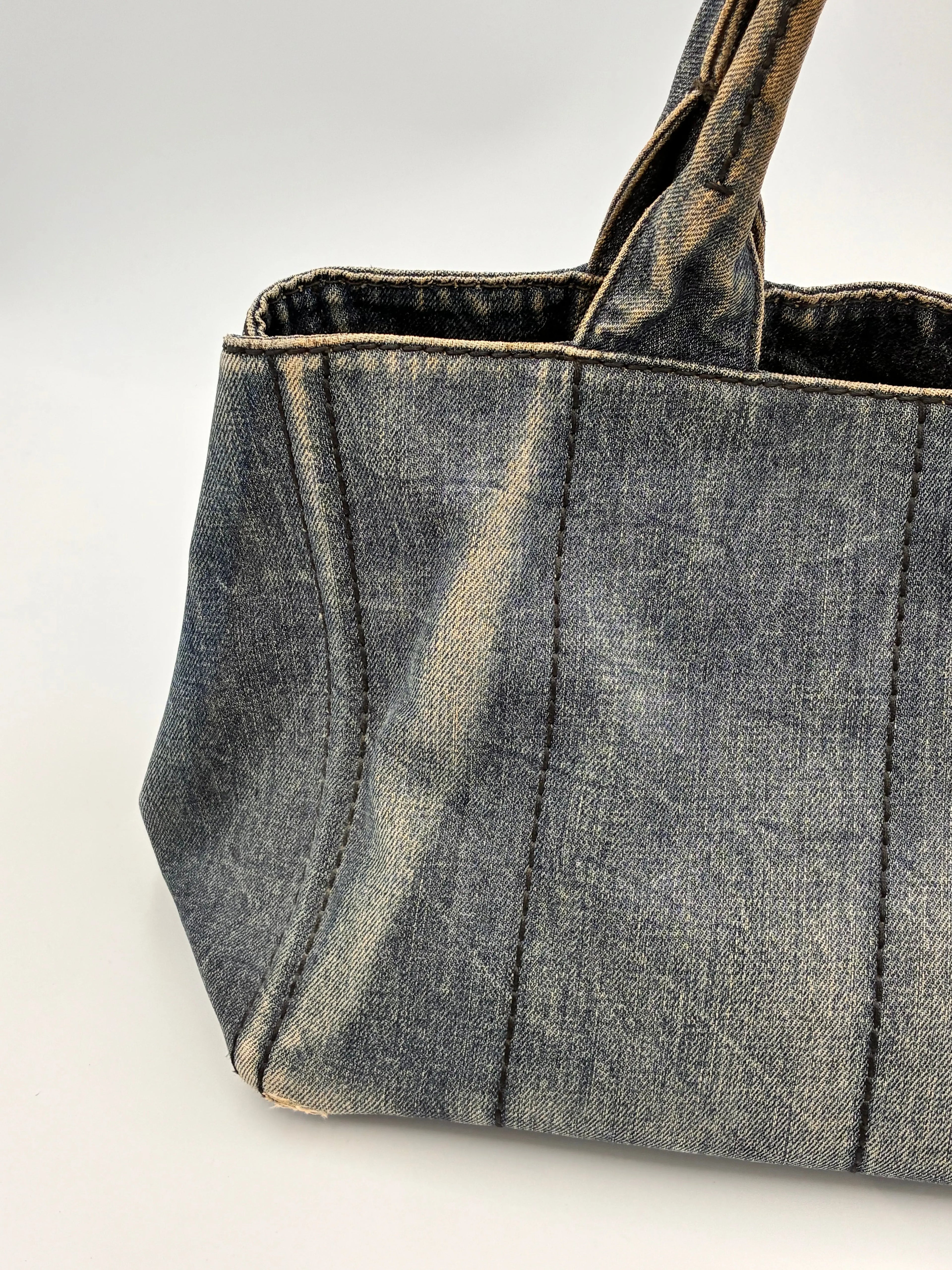 Preloved | Prada Canapa Totebag Håndtaske i Denim Canvas Lille 2 Prada