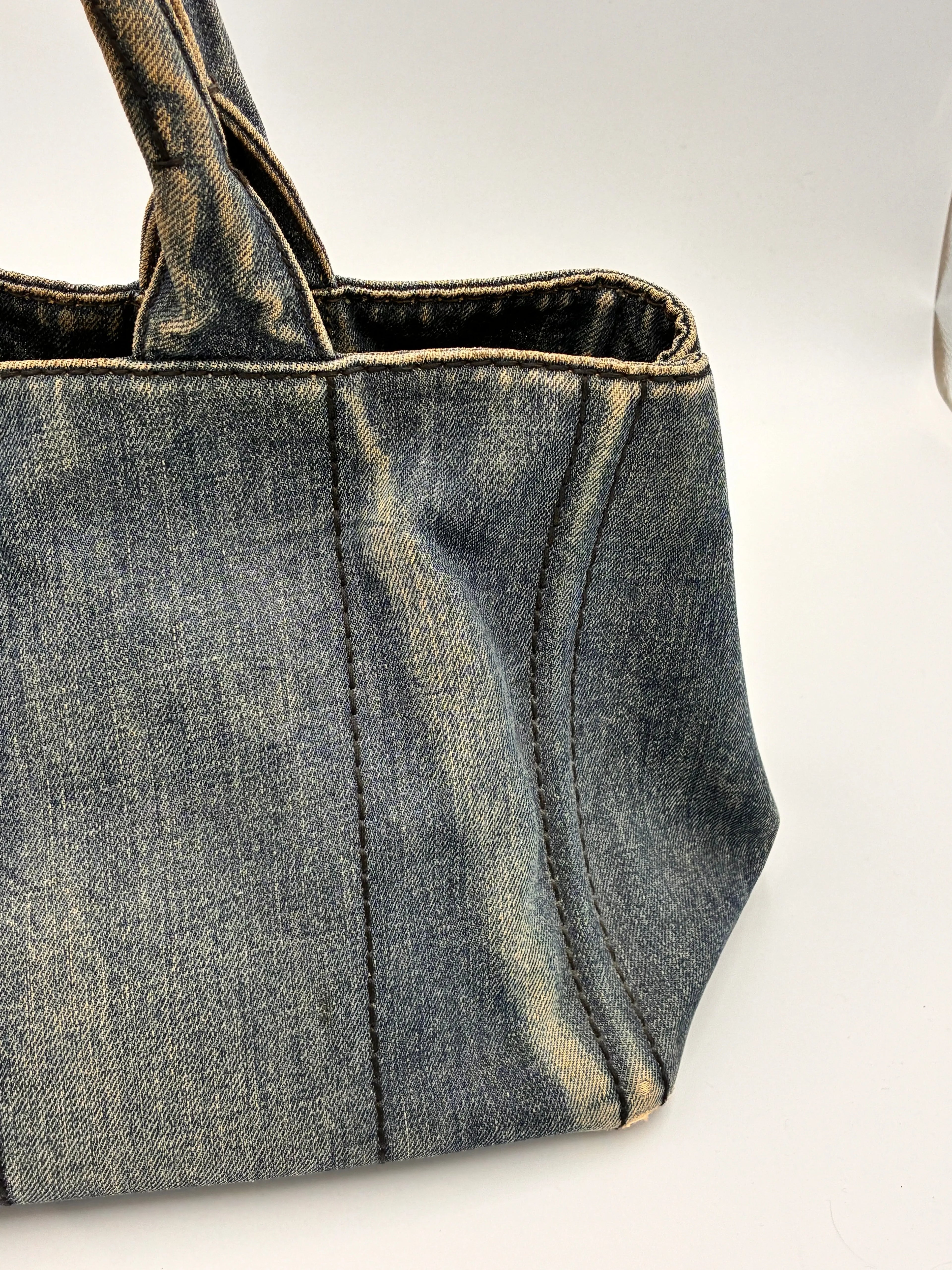 Preloved | Prada Canapa Totebag Håndtaske i Denim Canvas Lille 2 Prada