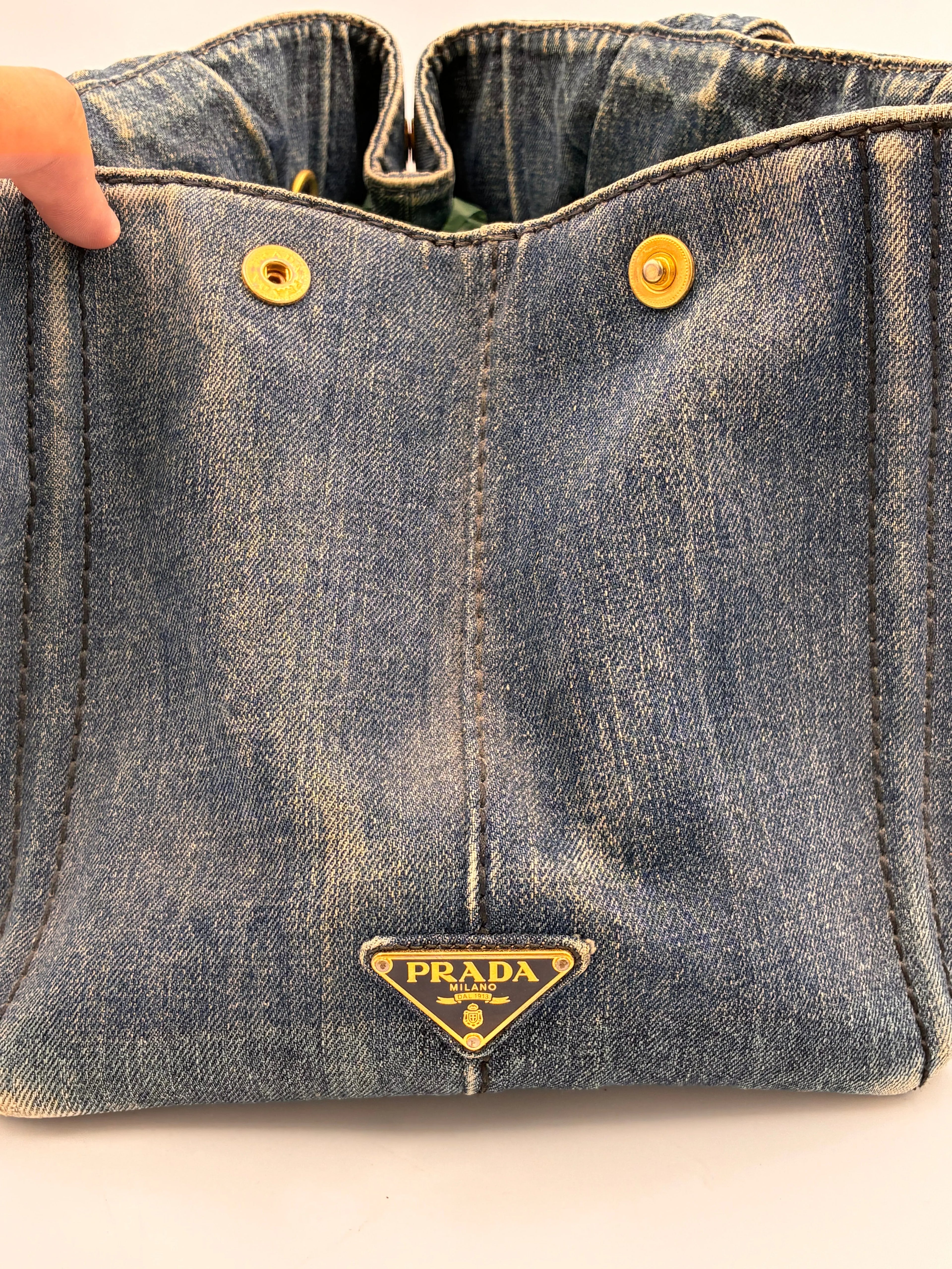 Preloved | Prada Canapa Totebag Håndtaske i Denim Canvas Lille 2 Prada