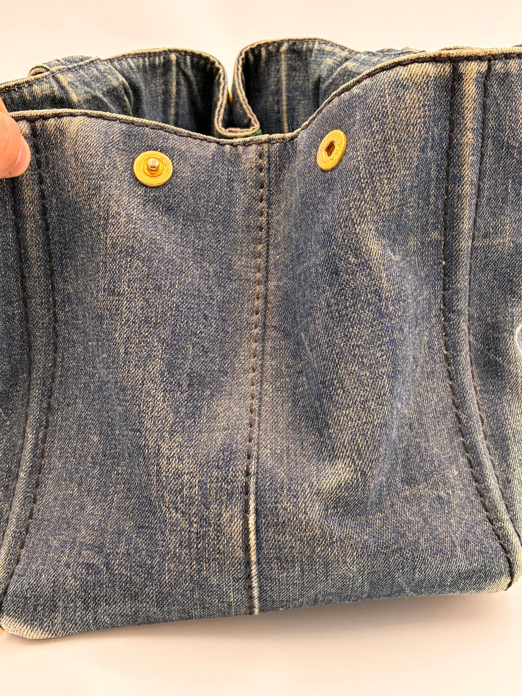 Preloved | Prada Canapa Totebag Håndtaske i Denim Canvas Lille 2 Prada