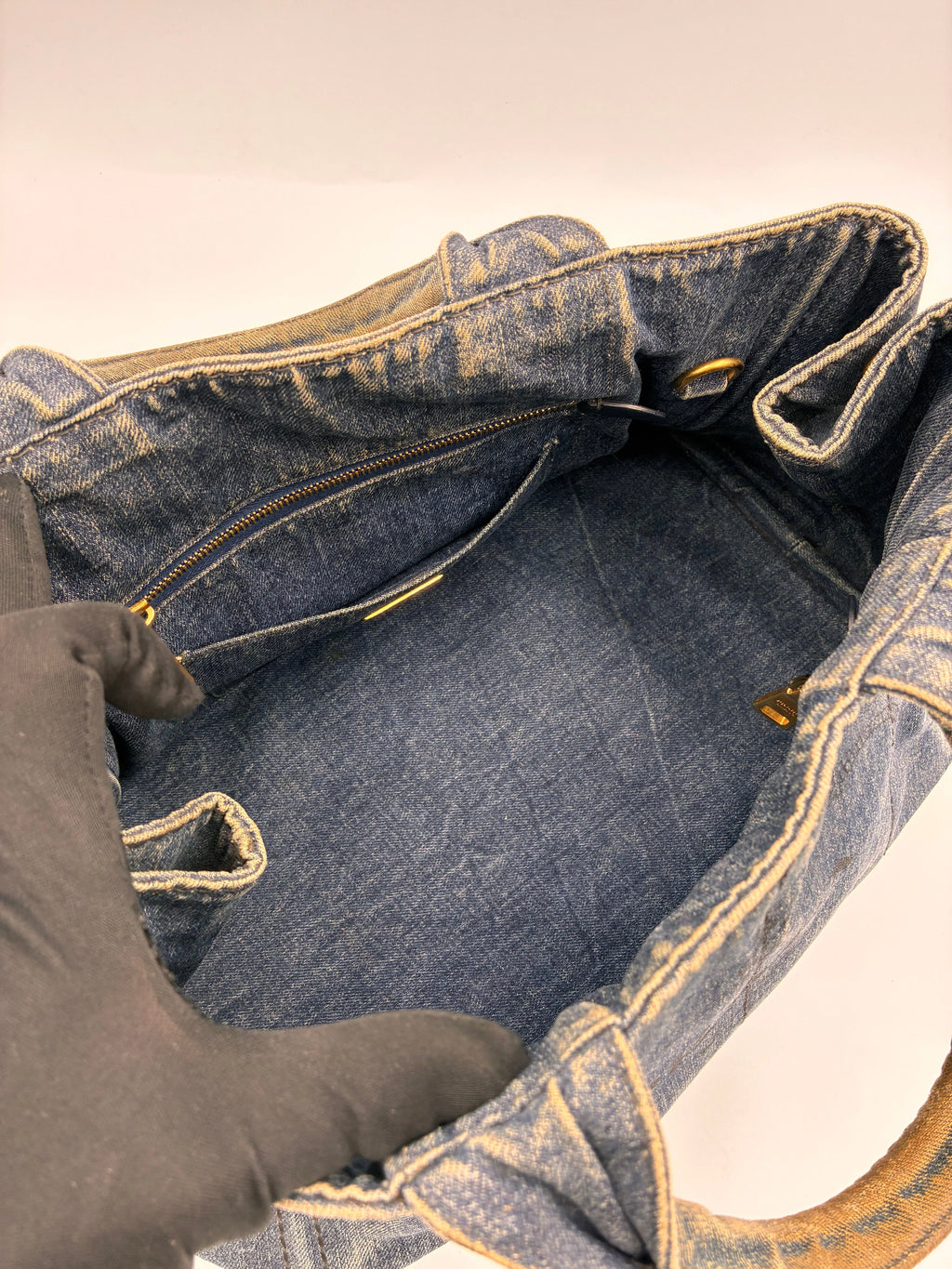 Preloved | Prada Canapa Totebag Håndtaske i Denim Canvas Lille 2 Prada