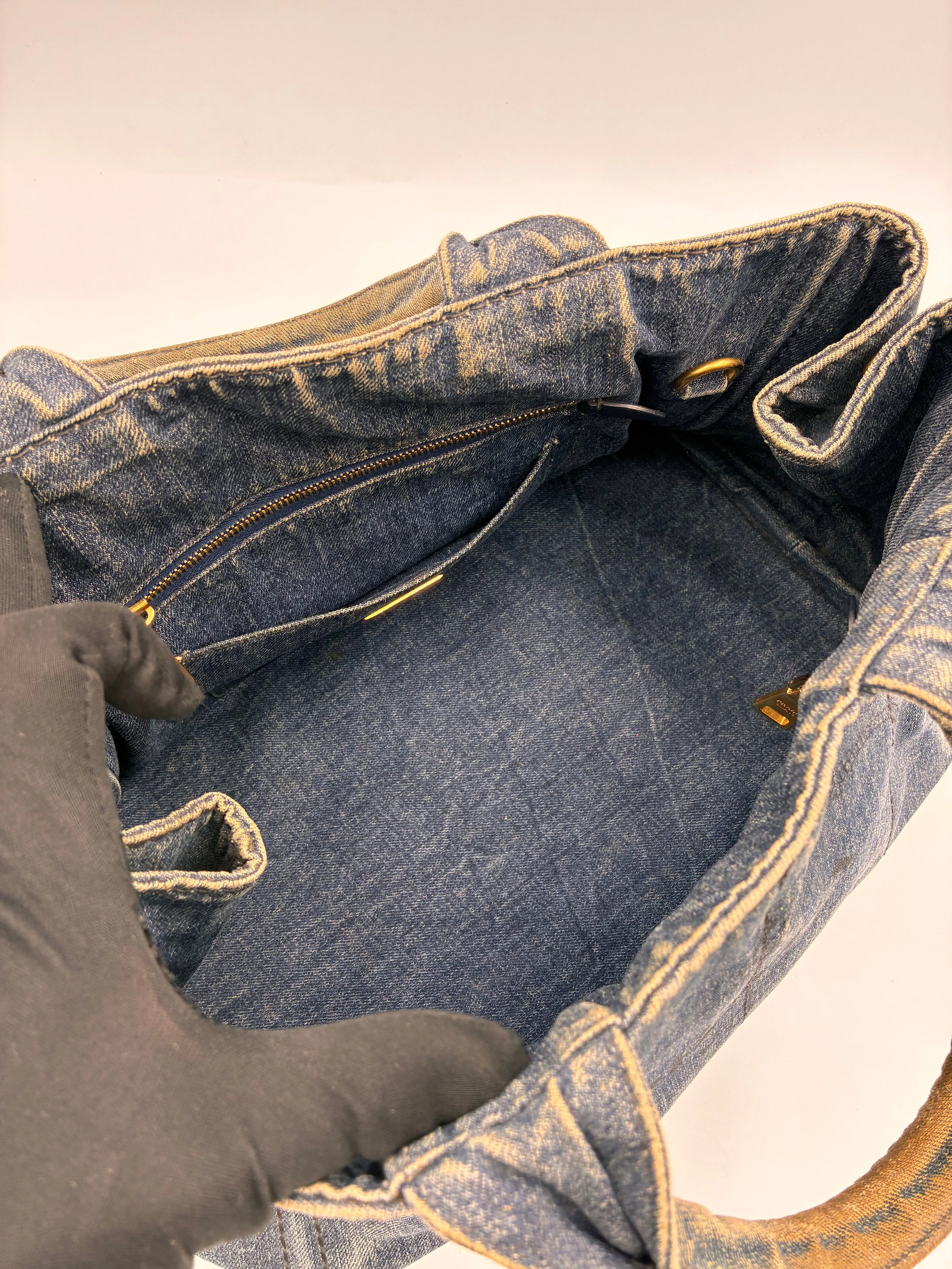 Preloved | Prada Canapa Totebag Håndtaske i Denim Canvas Lille 2 Prada