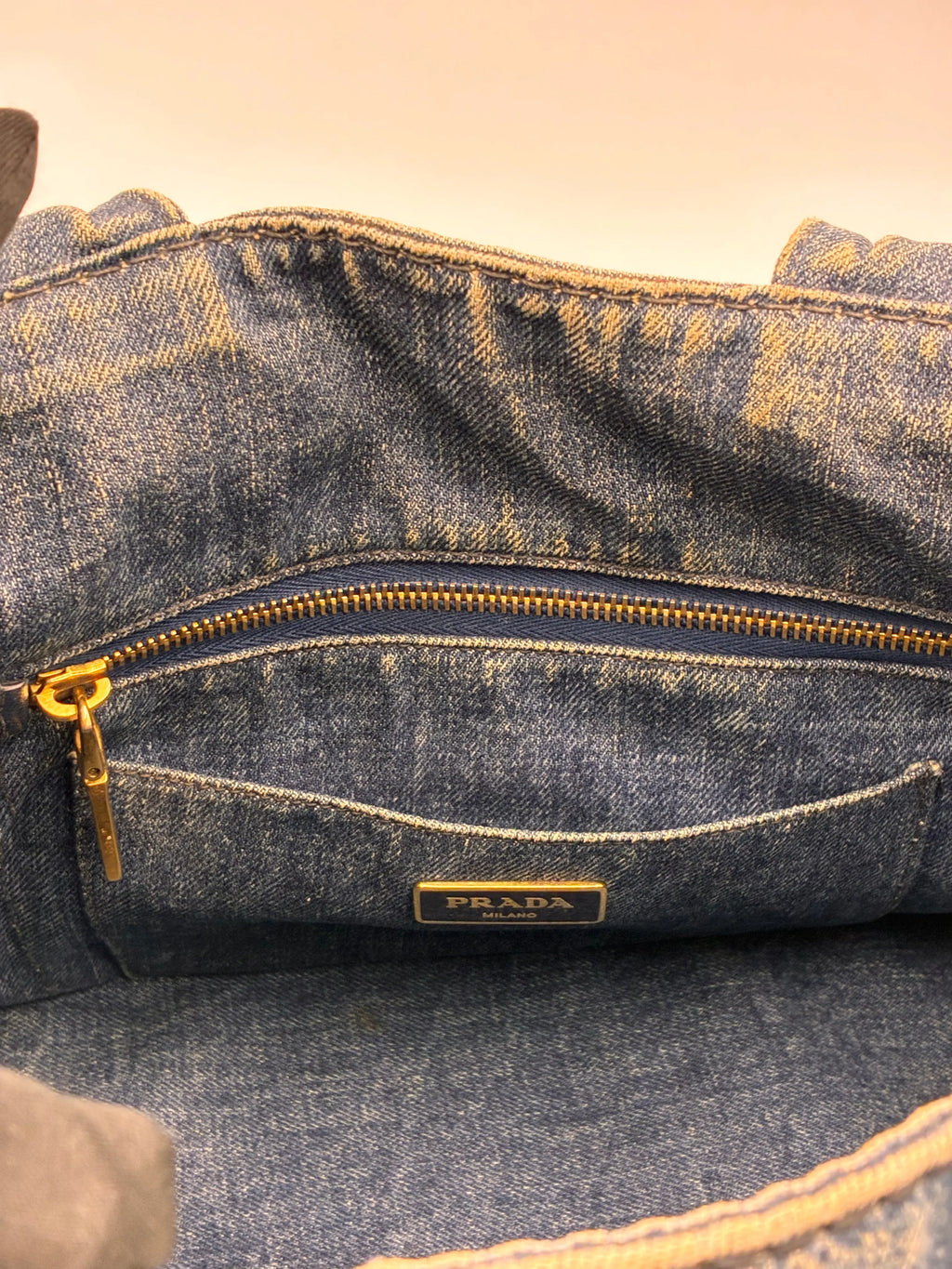 Preloved | Prada Canapa Totebag Håndtaske i Denim Canvas Lille 2 Prada