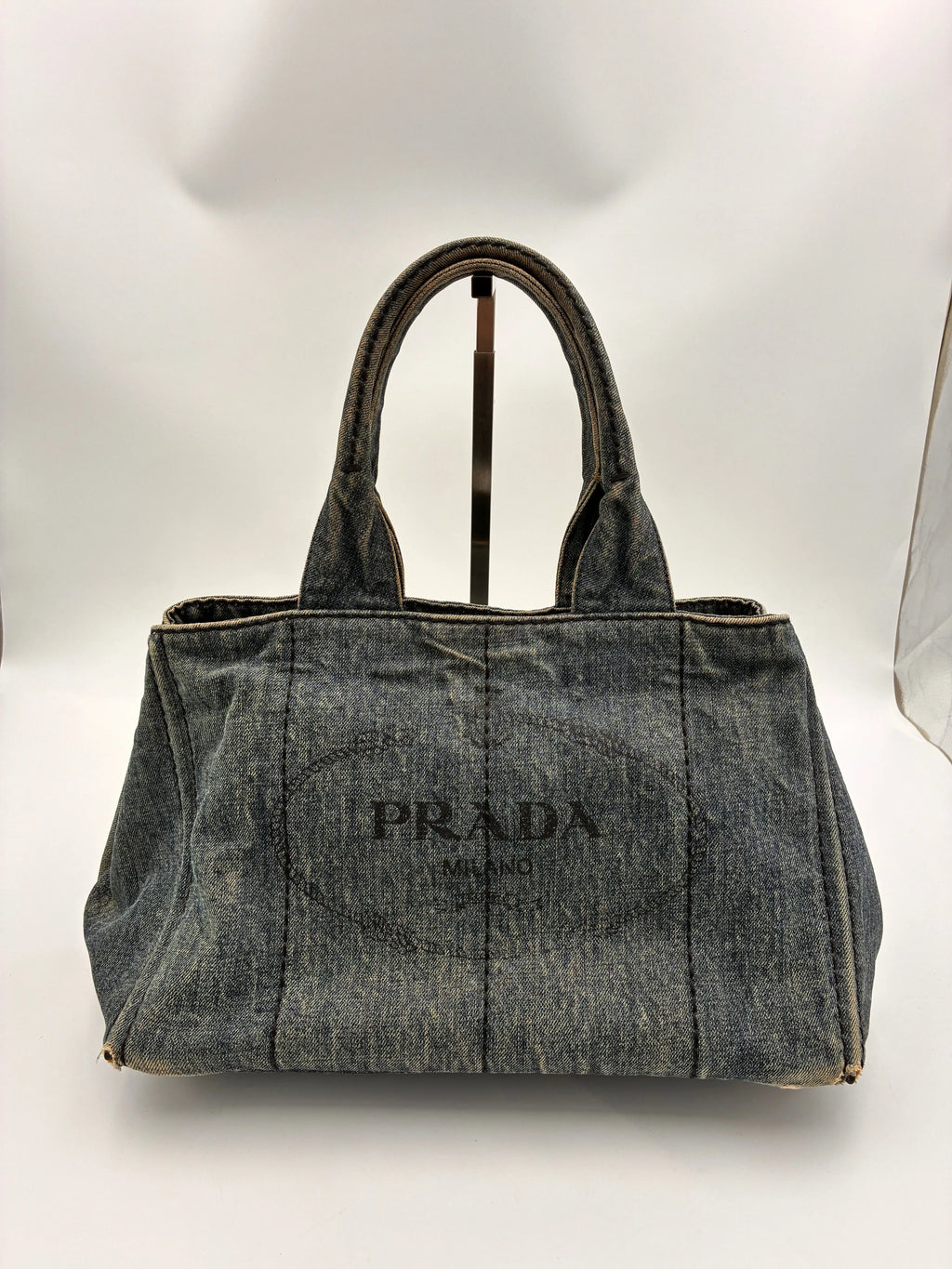 Preloved | Prada Canapa Totebag Håndtaske i Denim Canvas Lille Prada