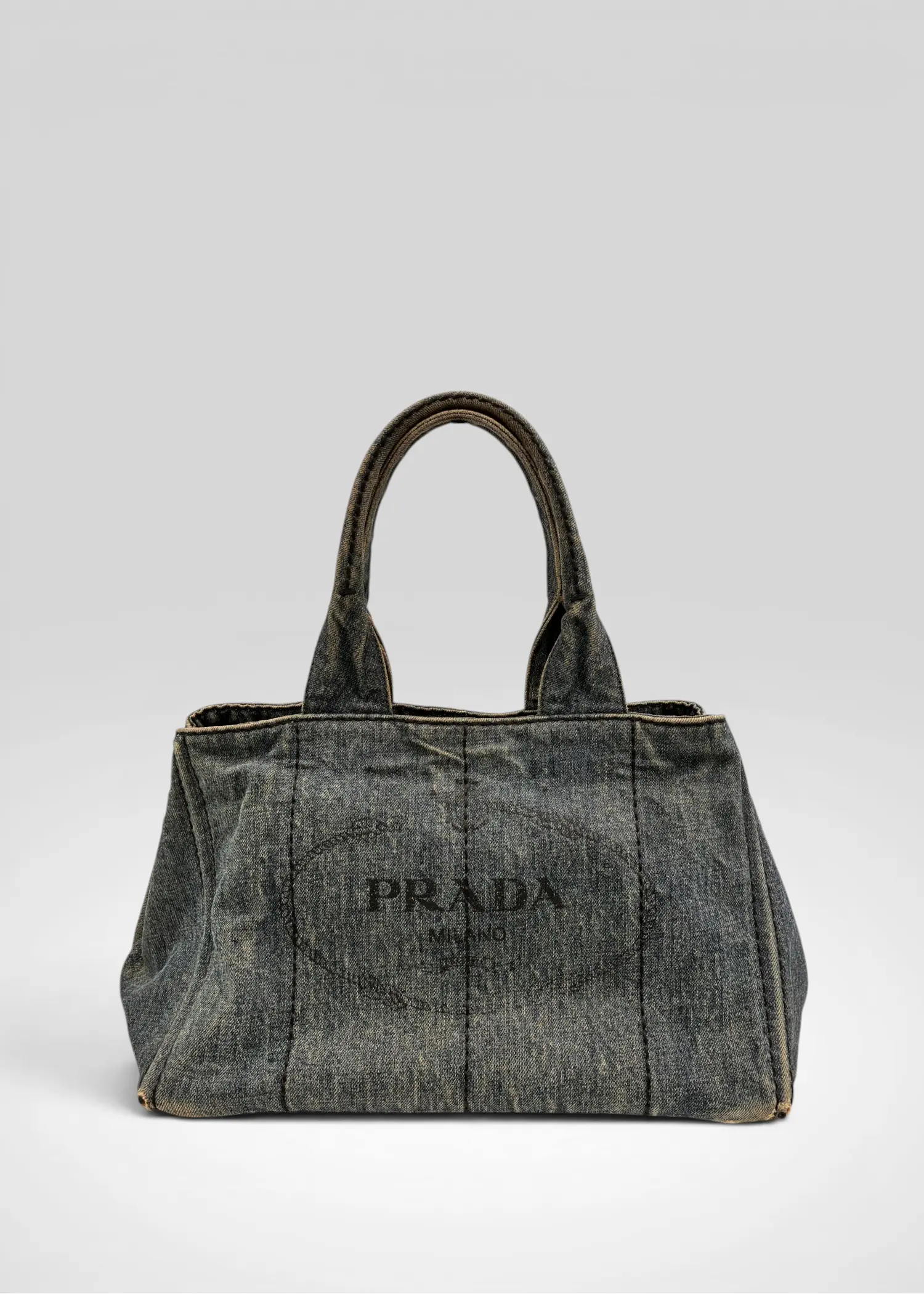 Preloved | Prada Canapa Totebag Håndtaske i Denim Canvas Lille Prada