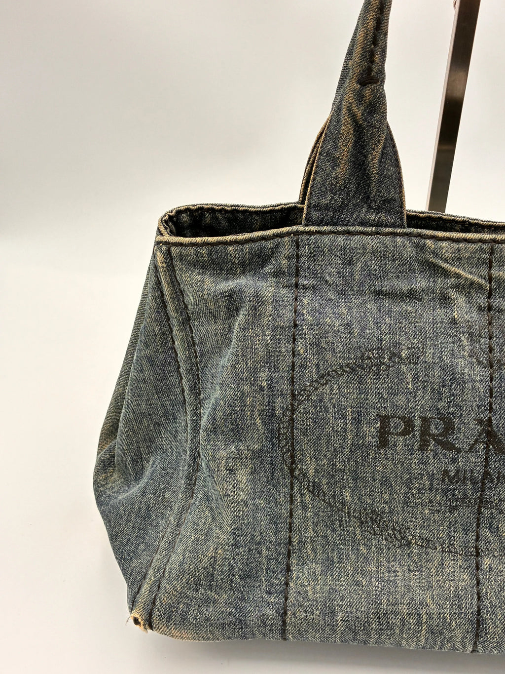 Preloved | Prada Canapa Totebag Håndtaske i Denim Canvas Lille Prada