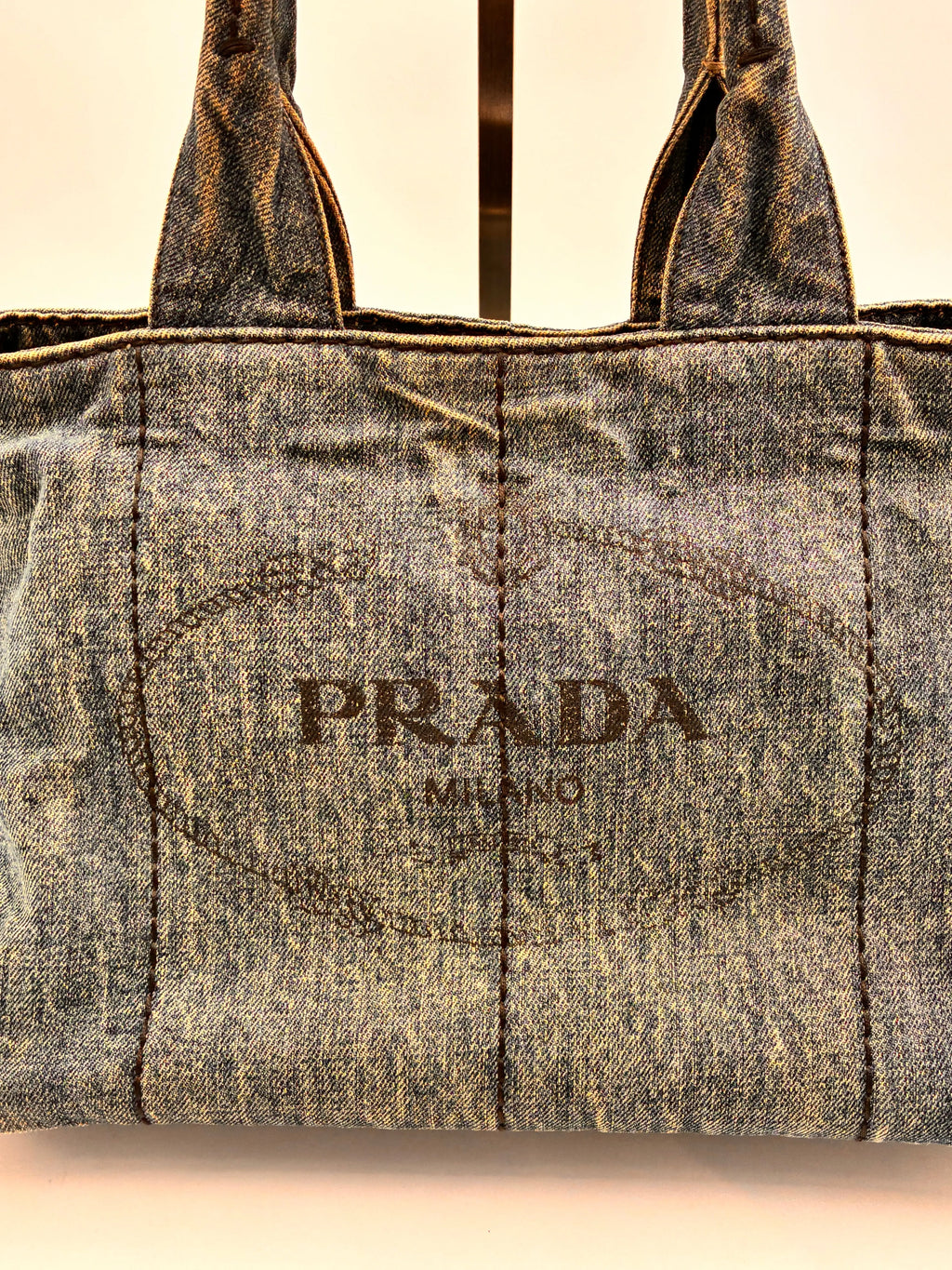 Preloved | Prada Canapa Totebag Håndtaske i Denim Canvas Lille Prada