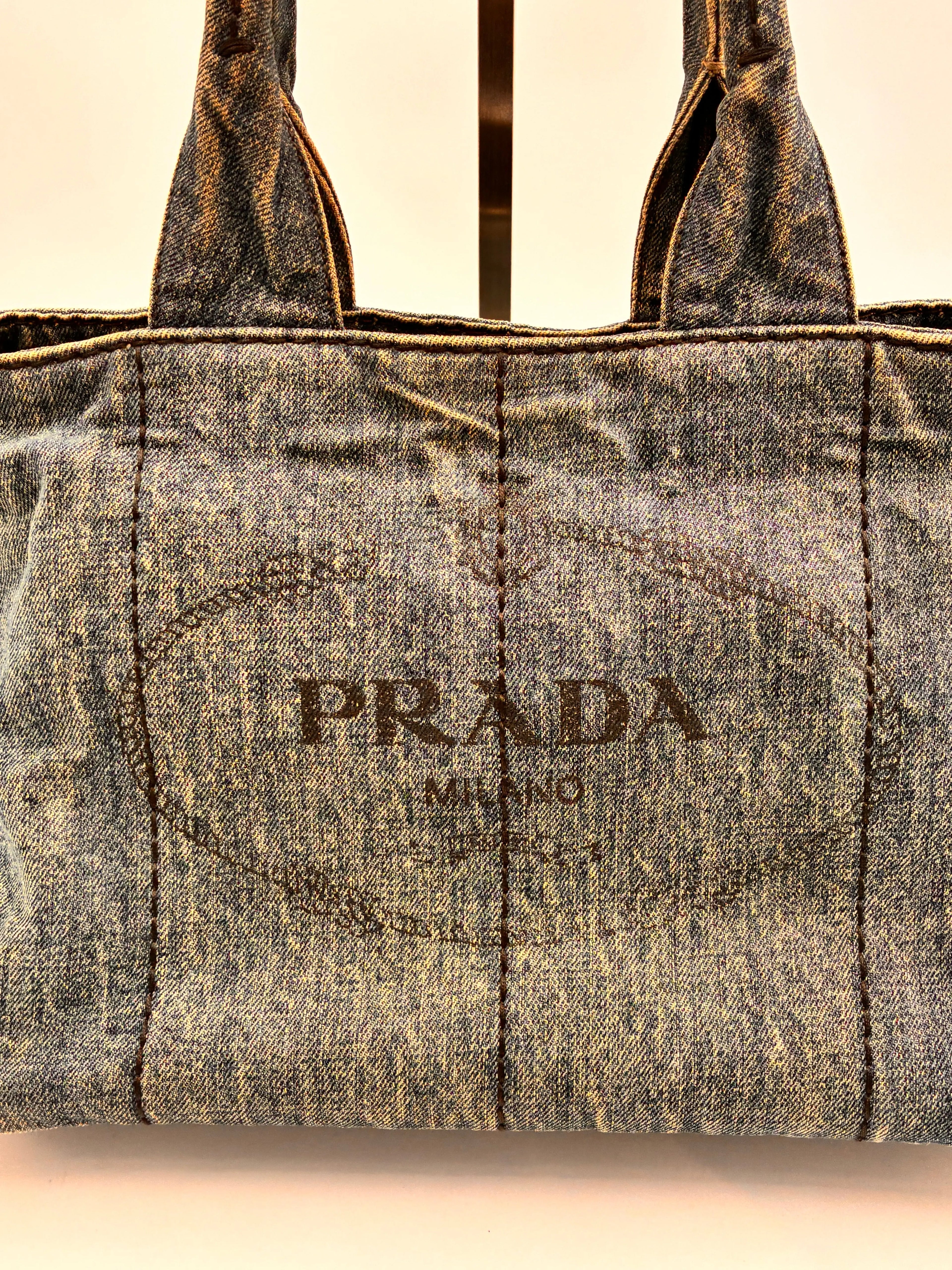 Preloved | Prada Canapa Totebag Håndtaske i Denim Canvas Lille Prada