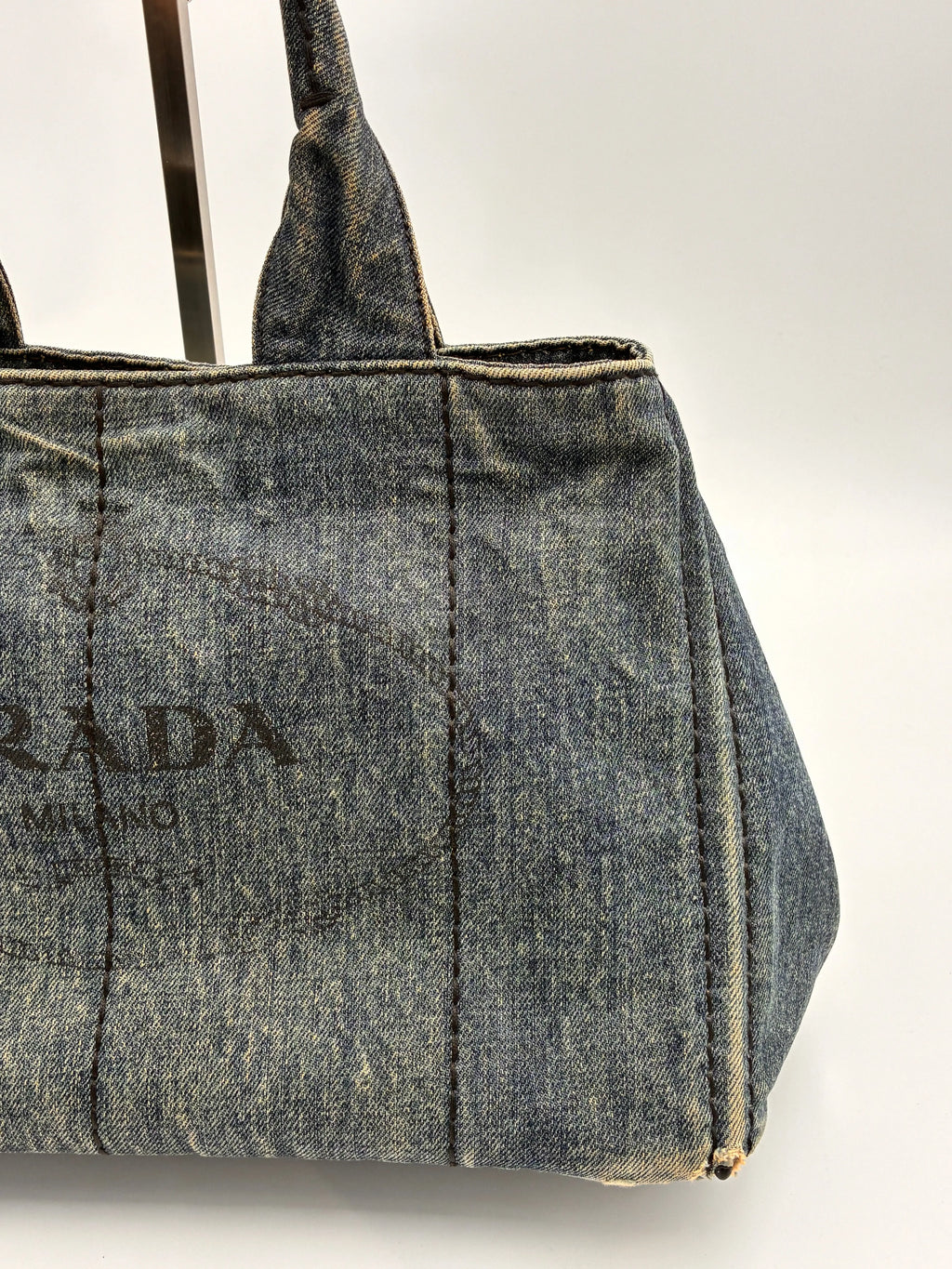 Preloved | Prada Canapa Totebag Håndtaske i Denim Canvas Lille Prada