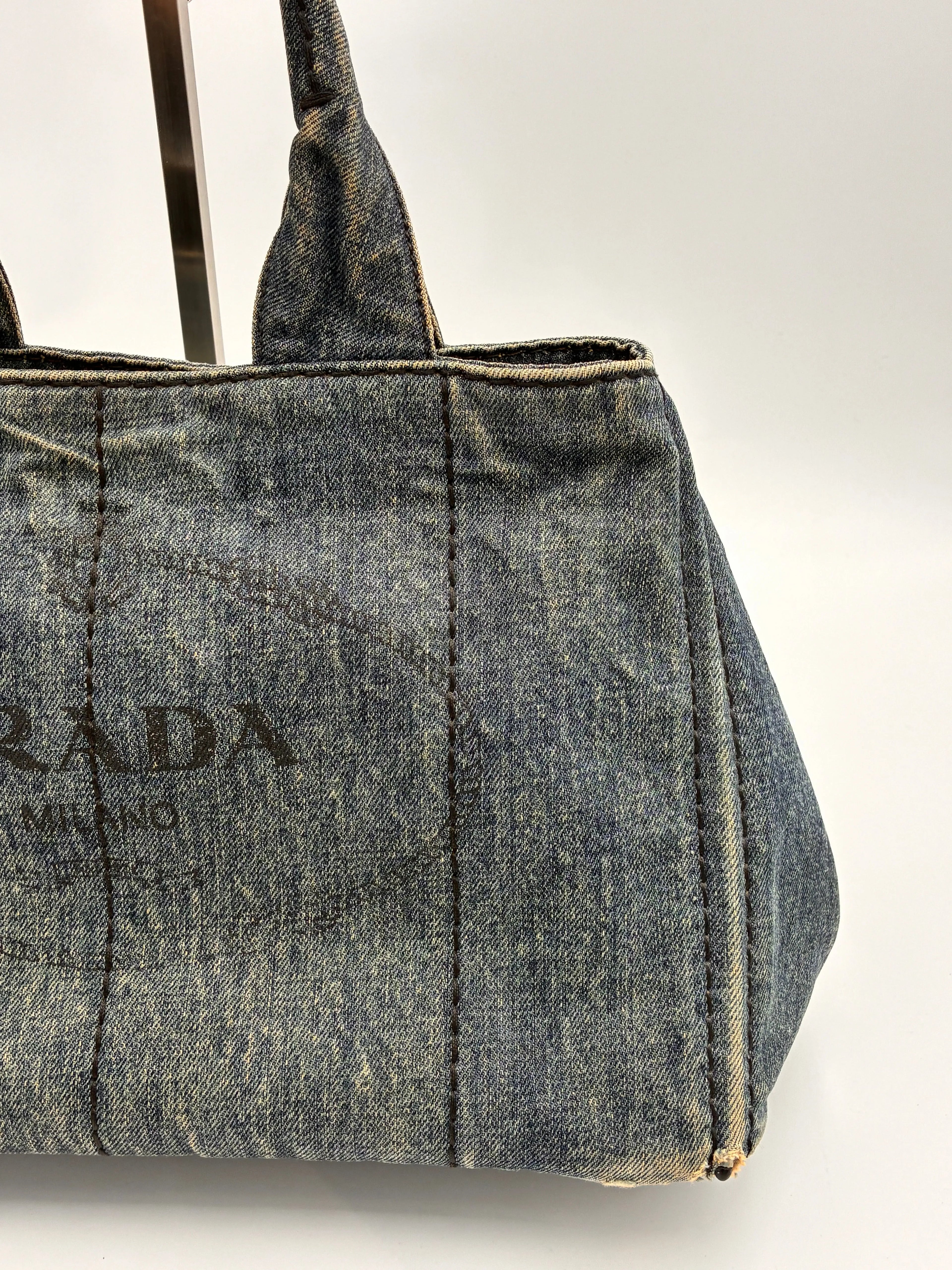Preloved | Prada Canapa Totebag Håndtaske i Denim Canvas Lille Prada