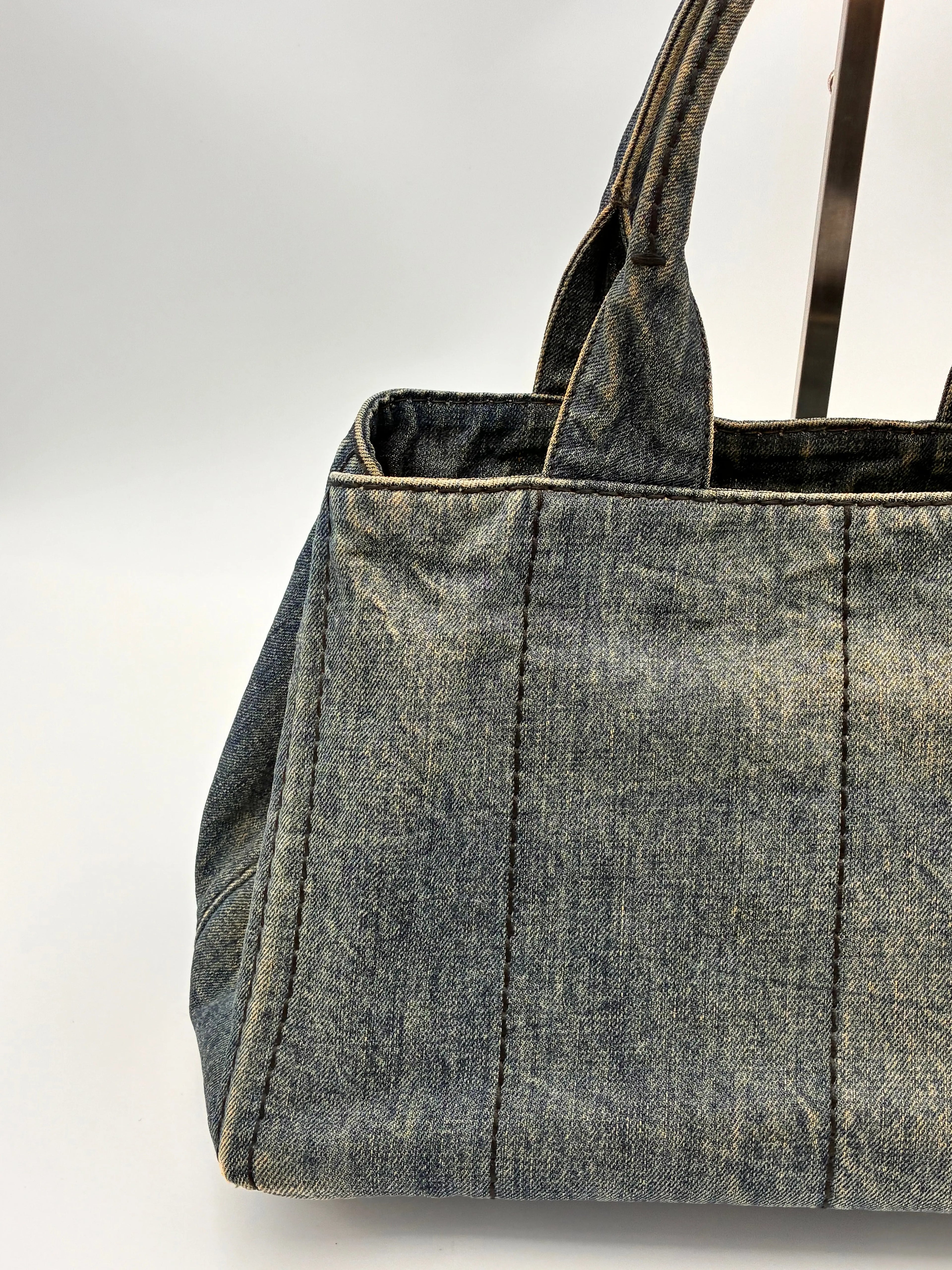 Preloved | Prada Canapa Totebag Håndtaske i Denim Canvas Lille Prada