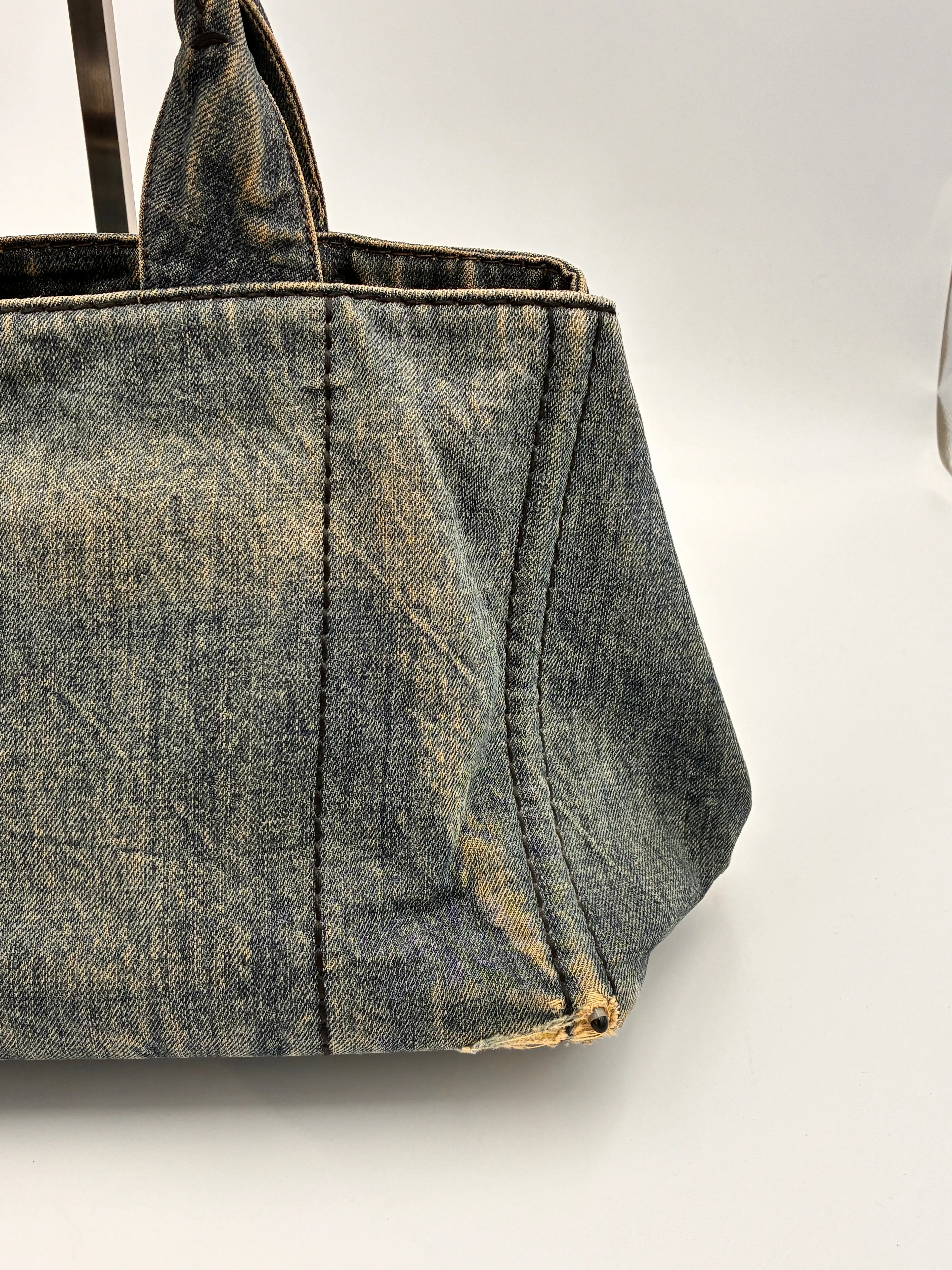 Preloved | Prada Canapa Totebag Håndtaske i Denim Canvas Lille Prada