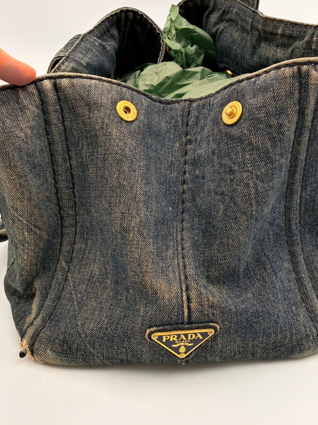 Preloved | Prada Canapa Totebag Håndtaske i Denim Canvas Lille Prada