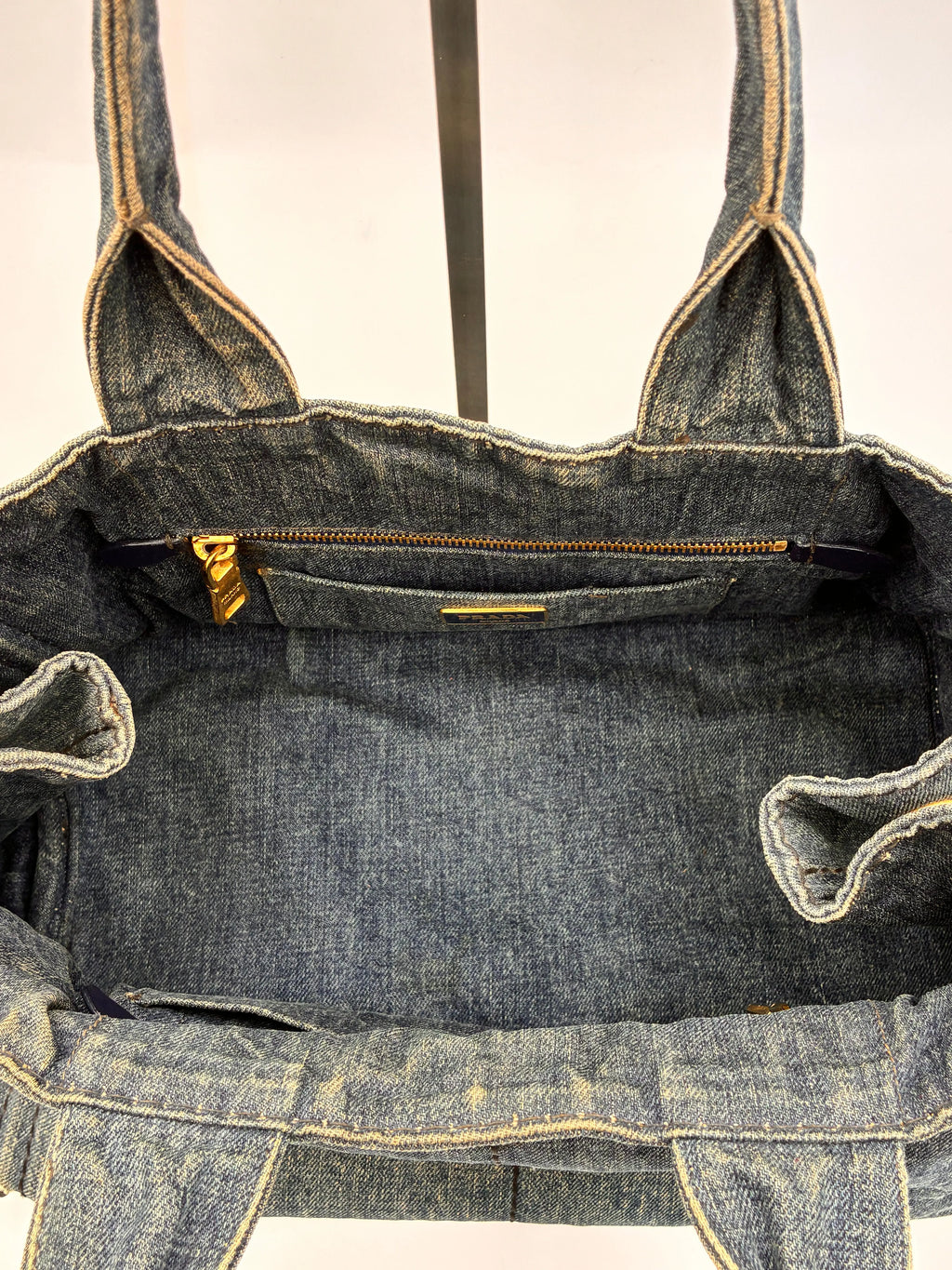 Preloved | Prada Canapa Totebag Håndtaske i Denim Canvas Lille Prada