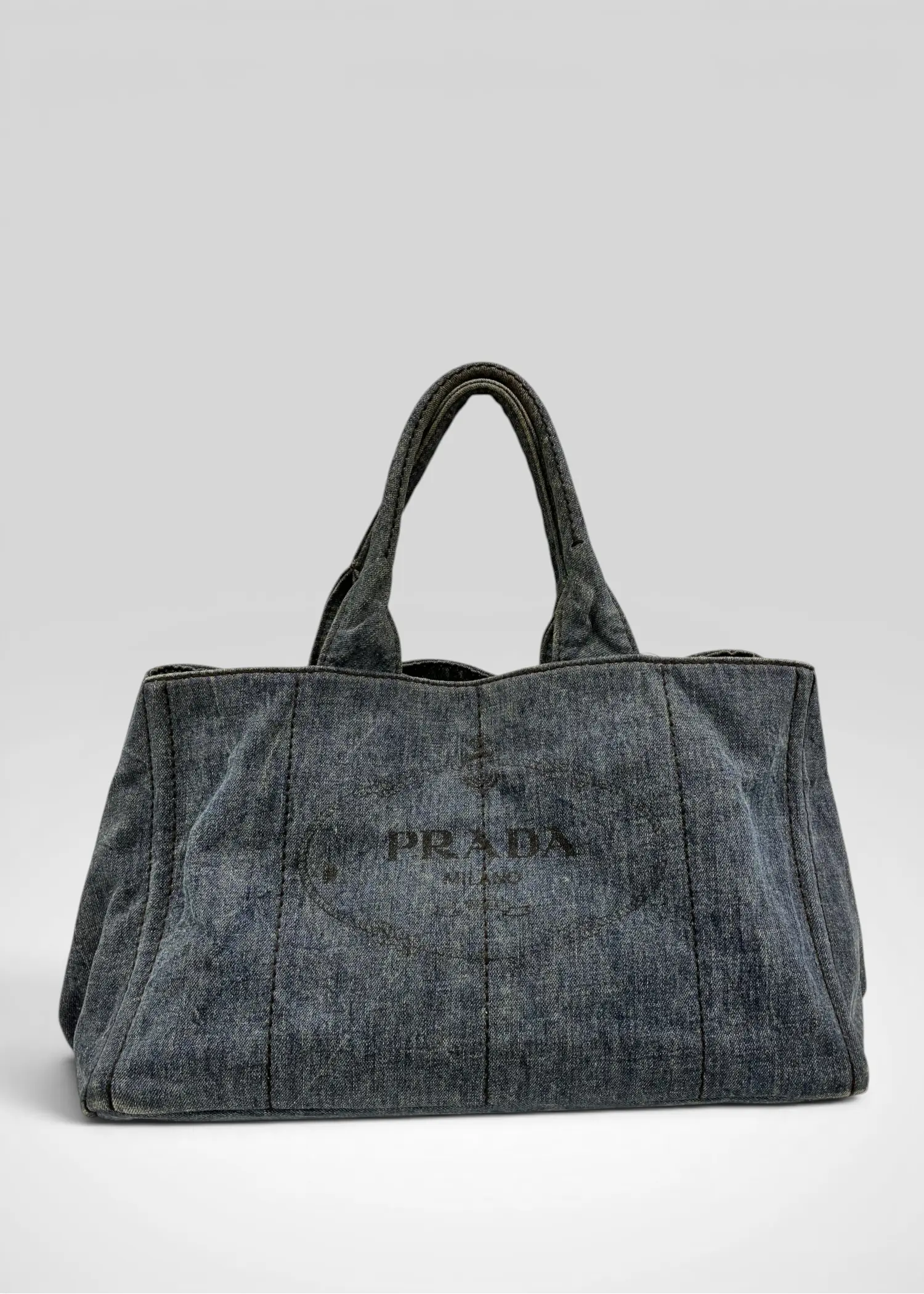 Preloved | Prada Canapa Totebag Håndtaske i Denim Canvas Stor Prada