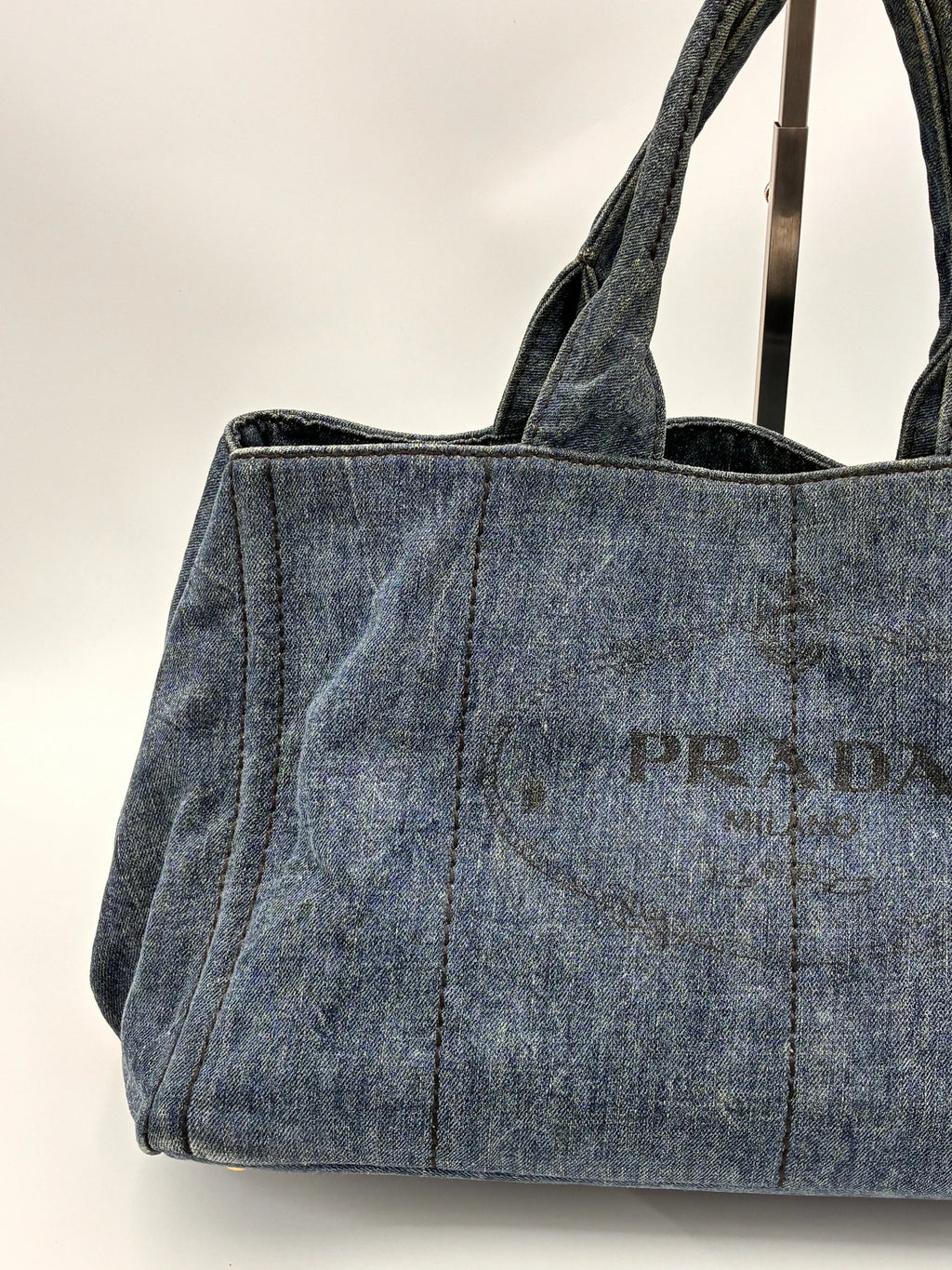 Preloved | Prada Canapa Totebag Håndtaske i Denim Canvas Stor Prada