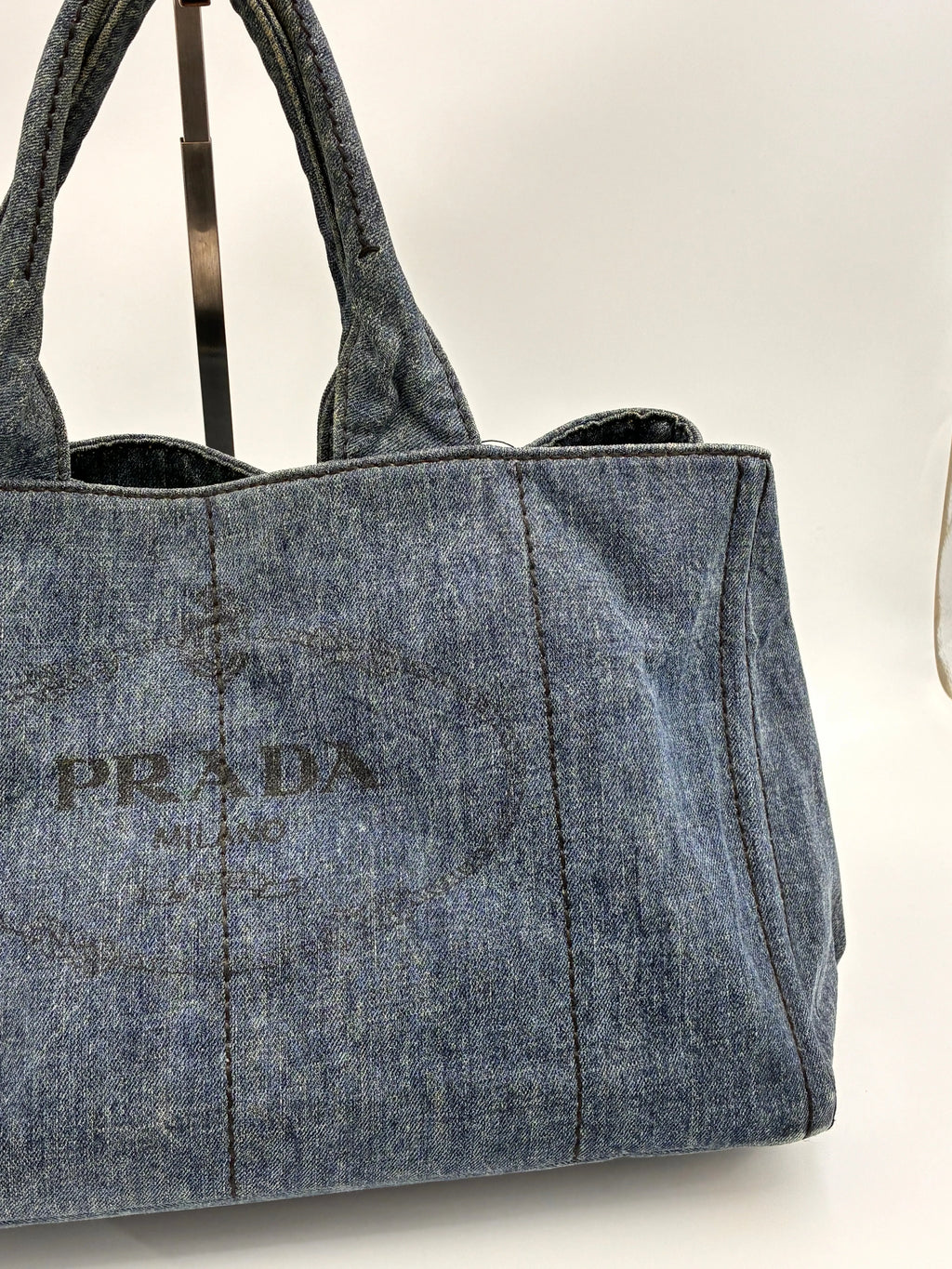 Preloved | Prada Canapa Totebag Håndtaske i Denim Canvas Stor Prada