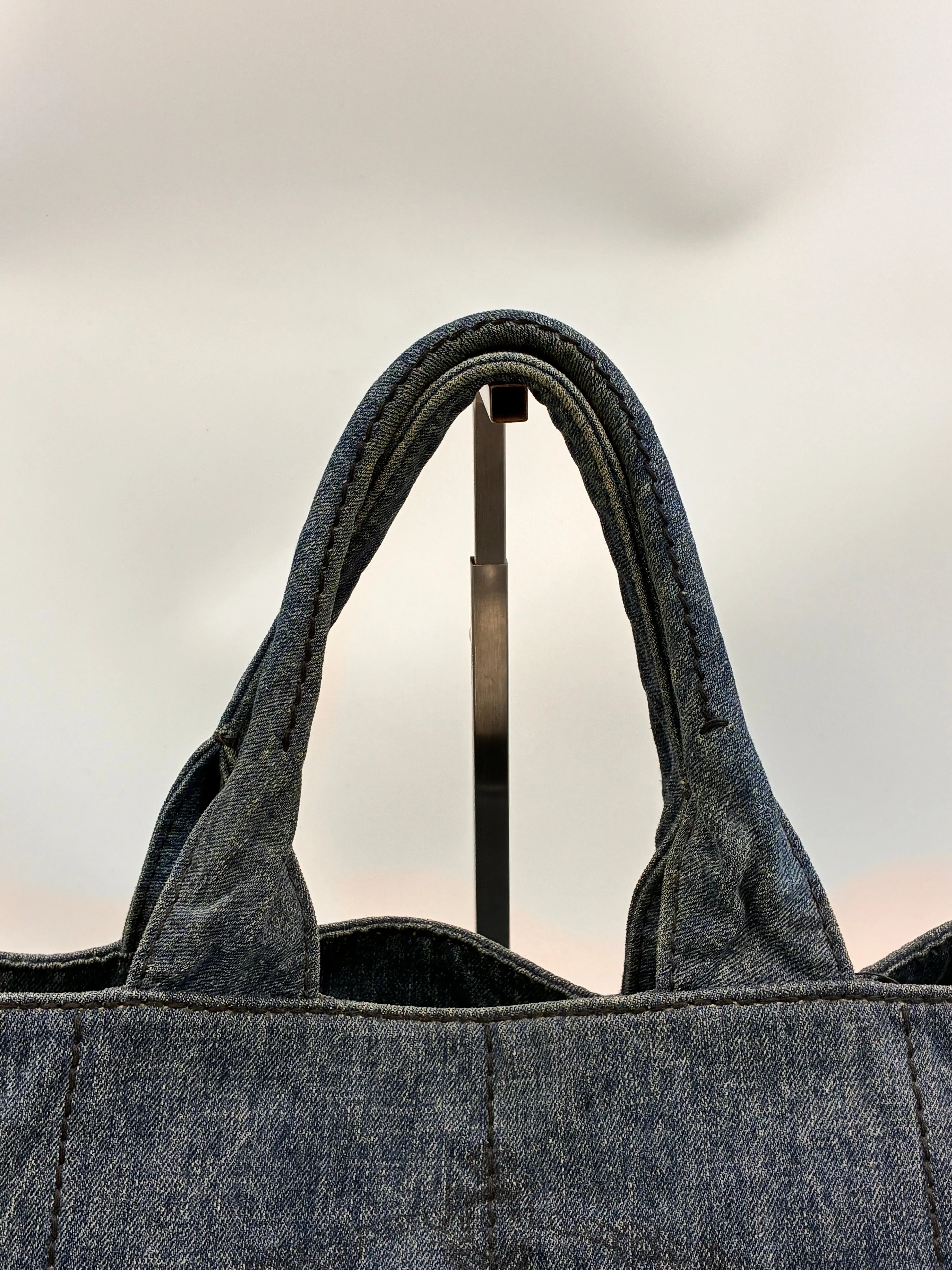 Preloved | Prada Canapa Totebag Håndtaske i Denim Canvas Stor Prada
