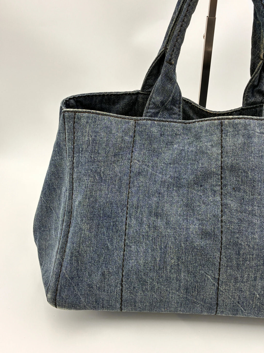 Preloved | Prada Canapa Totebag Håndtaske i Denim Canvas Stor Prada