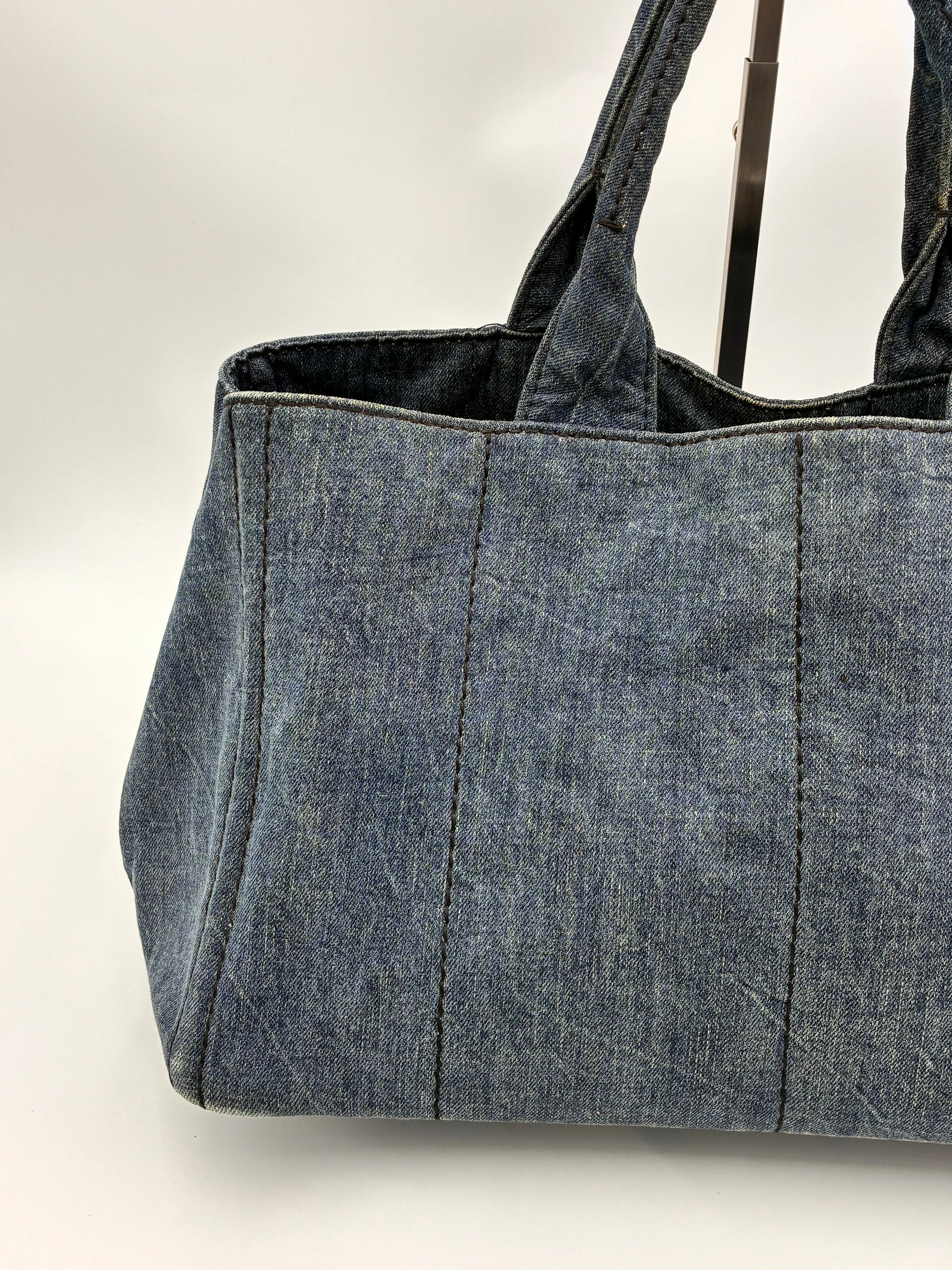 Preloved | Prada Canapa Totebag Håndtaske i Denim Canvas Stor Prada