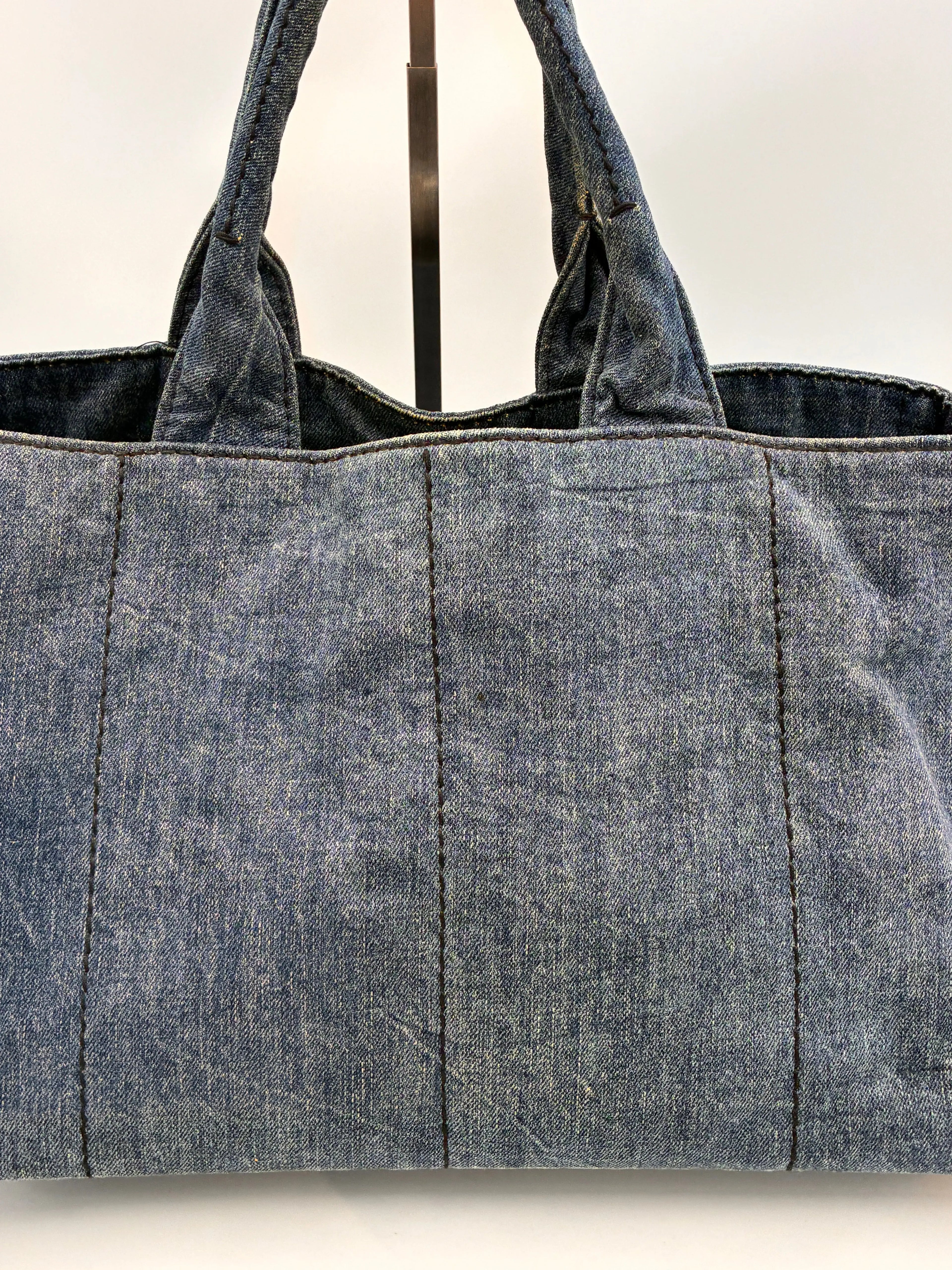 Preloved | Prada Canapa Totebag Håndtaske i Denim Canvas Stor Prada