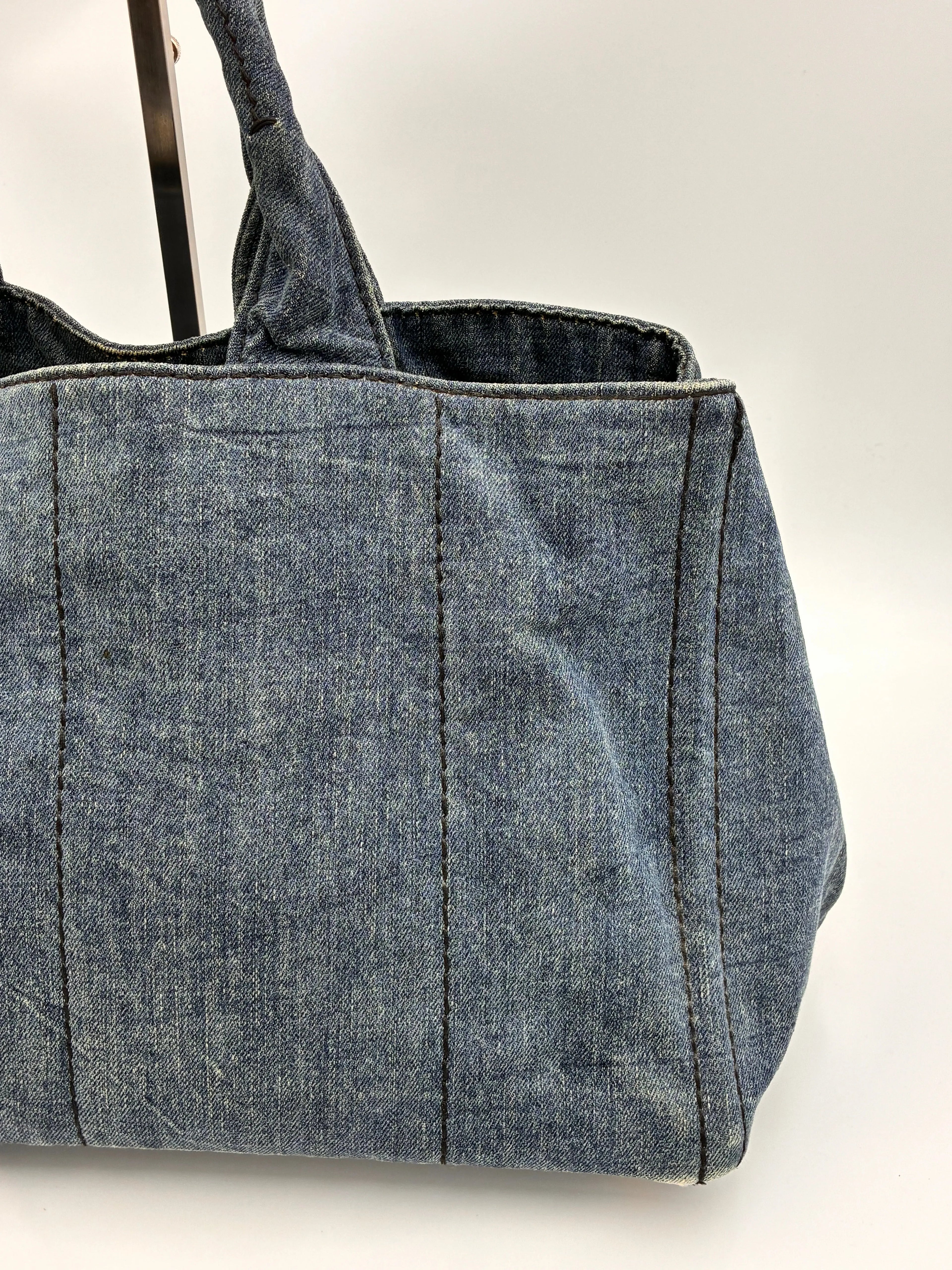 Preloved | Prada Canapa Totebag Håndtaske i Denim Canvas Stor Prada
