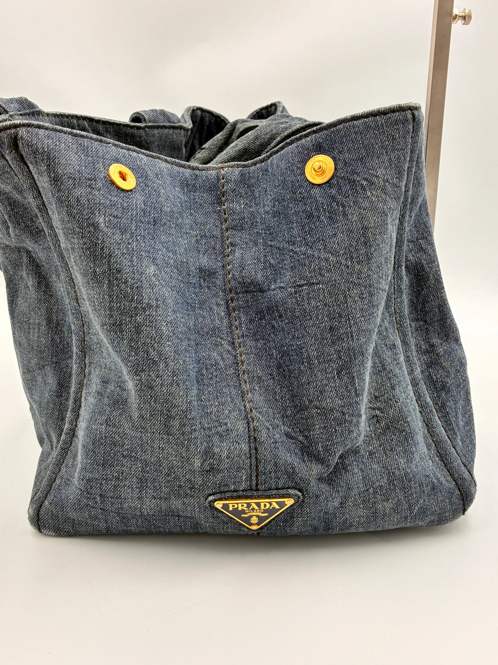 Preloved | Prada Canapa Totebag Håndtaske i Denim Canvas Stor Prada