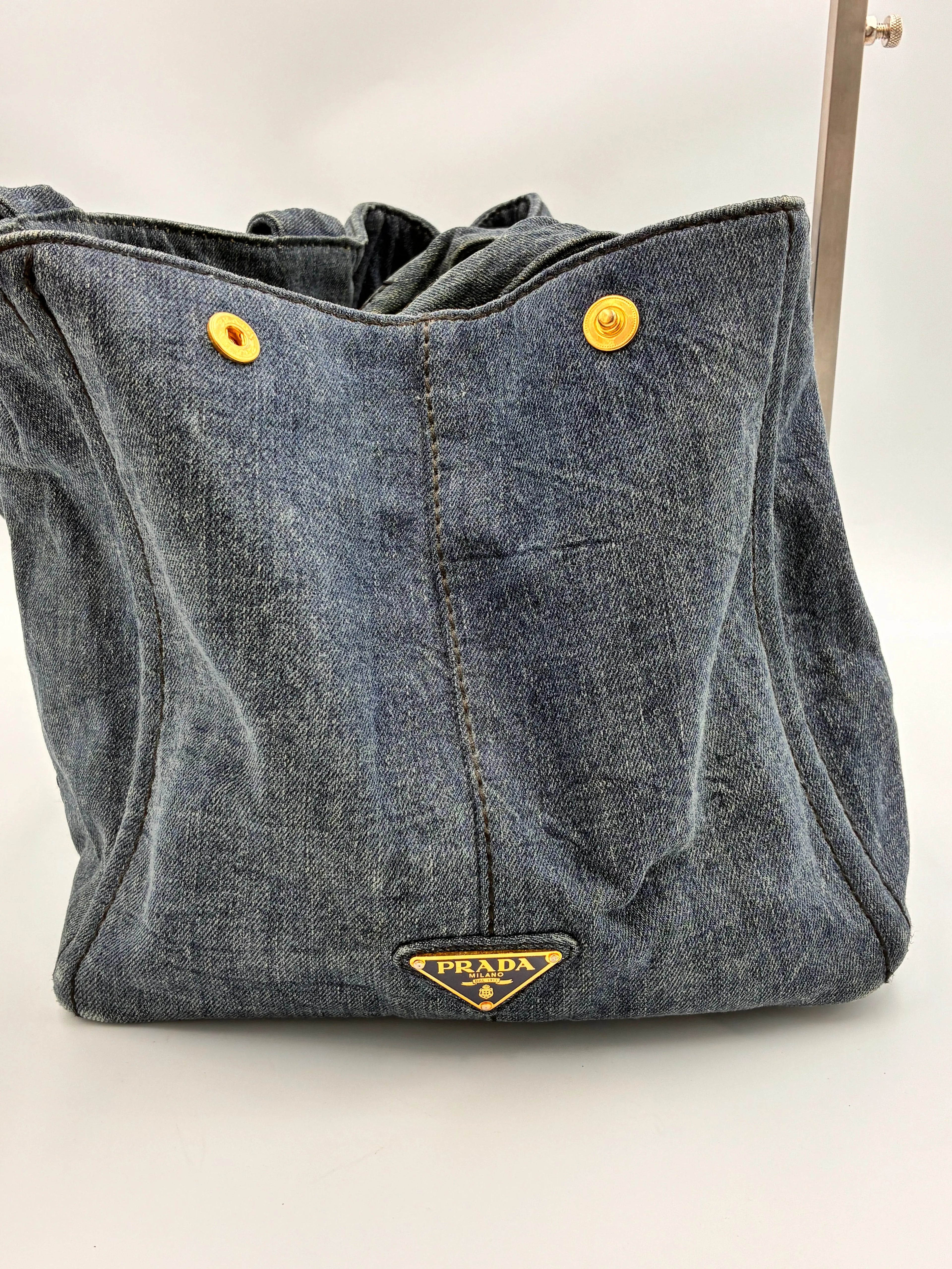Preloved | Prada Canapa Totebag Håndtaske i Denim Canvas Stor Prada