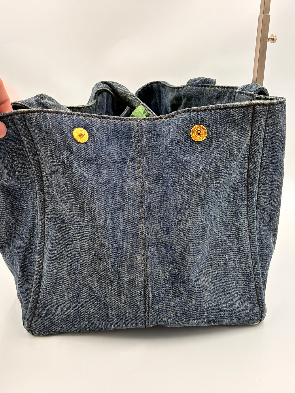 Preloved | Prada Canapa Totebag Håndtaske i Denim Canvas Stor Prada