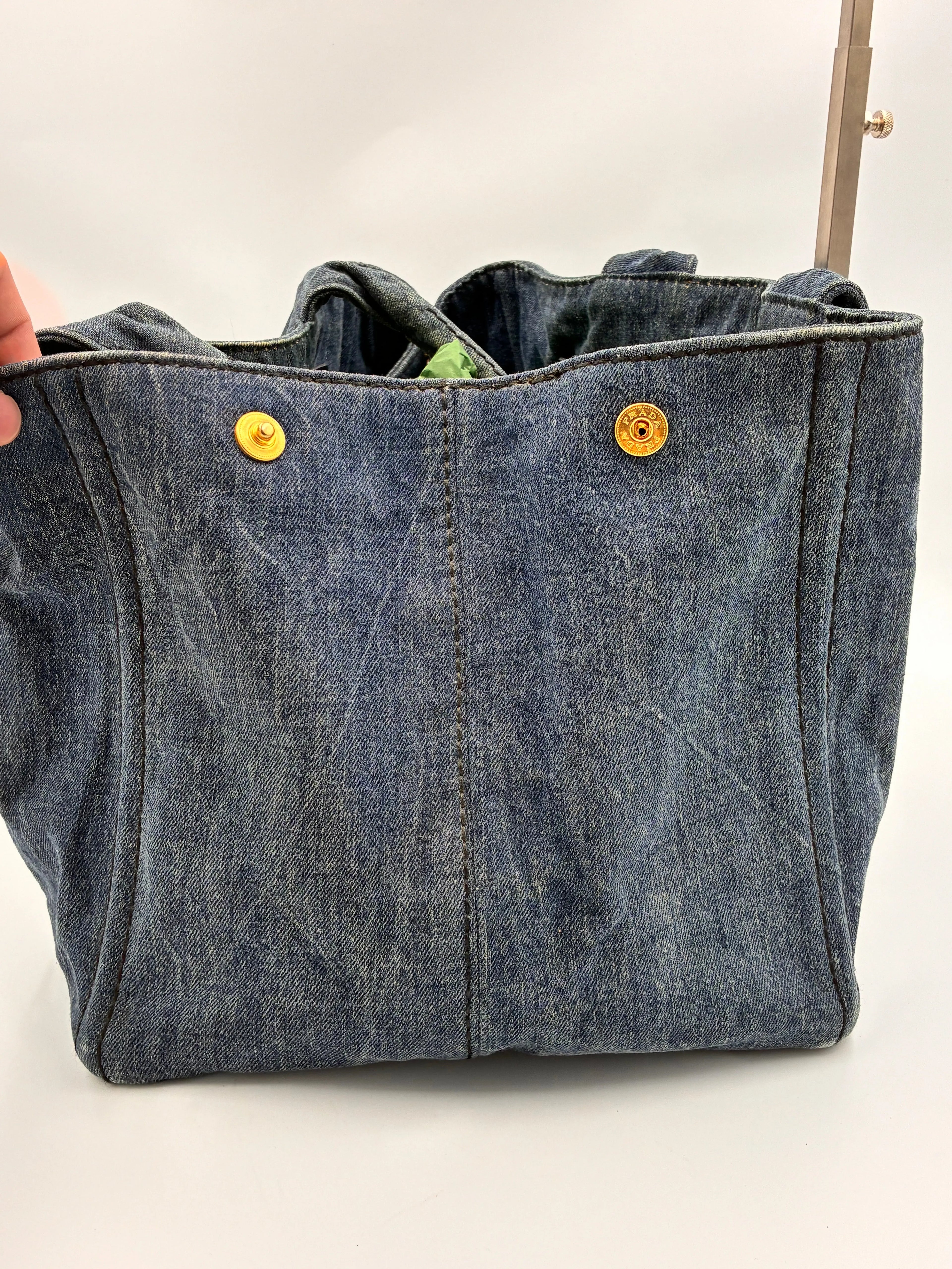 Preloved | Prada Canapa Totebag Håndtaske i Denim Canvas Stor Prada