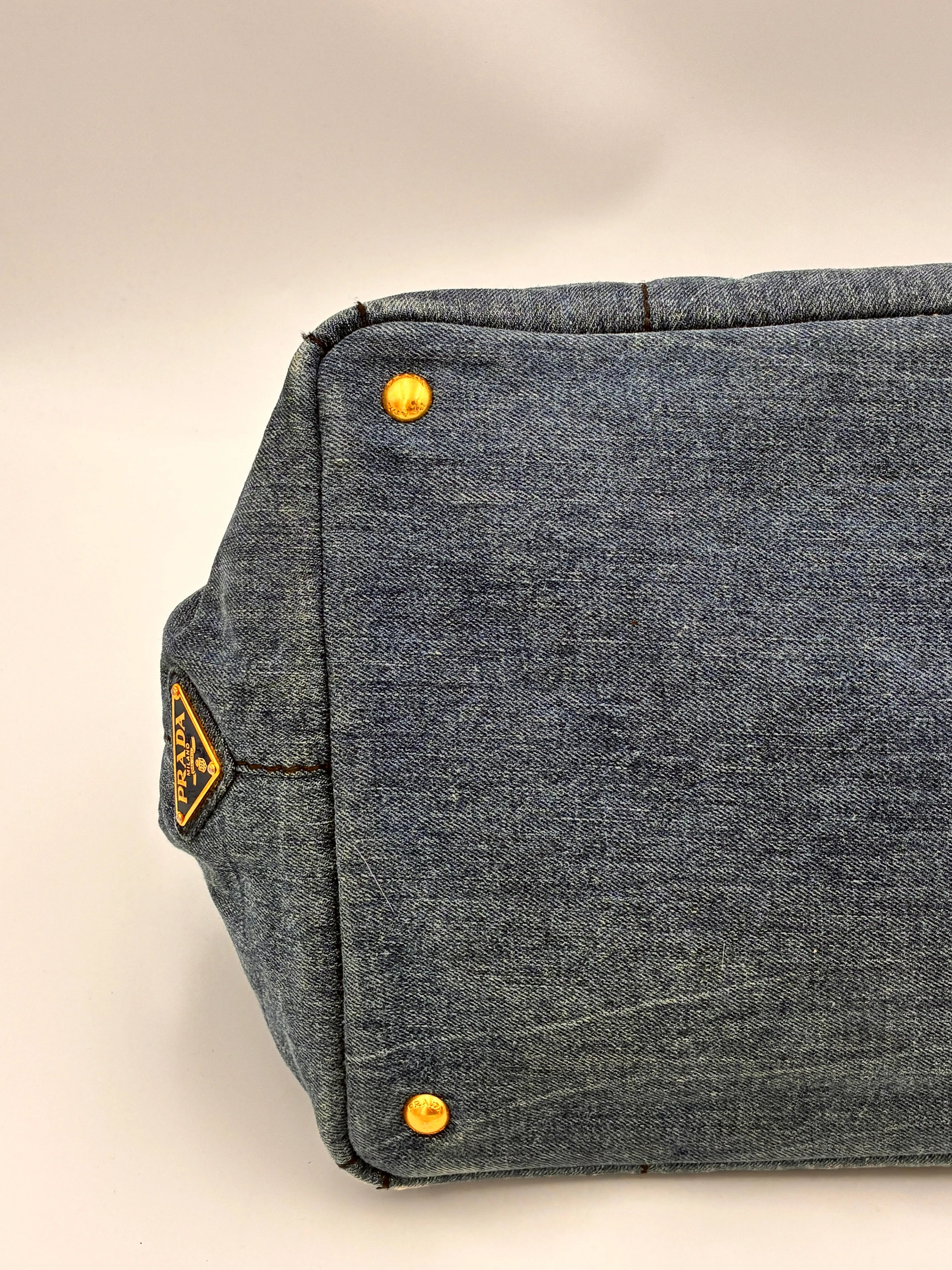 Preloved | Prada Canapa Totebag Håndtaske i Denim Canvas Stor Prada