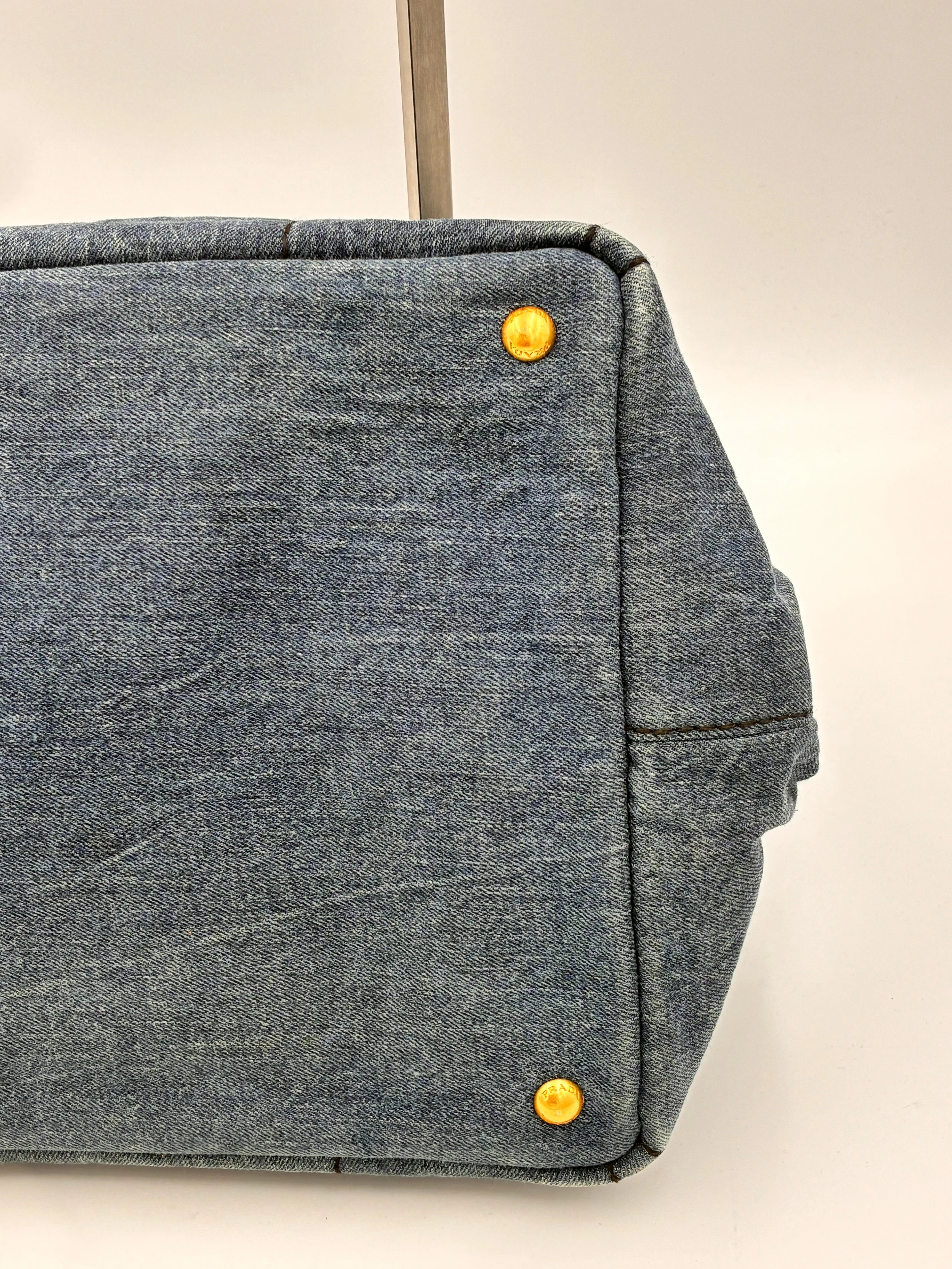 Preloved | Prada Canapa Totebag Håndtaske i Denim Canvas Stor Prada