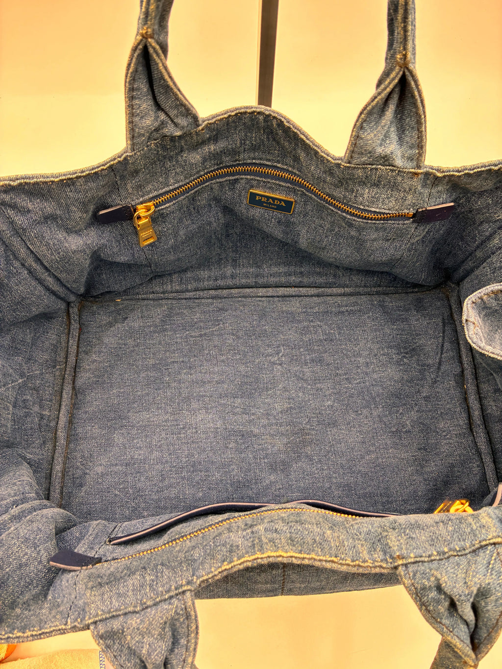 Preloved | Prada Canapa Totebag Håndtaske i Denim Canvas Stor Prada
