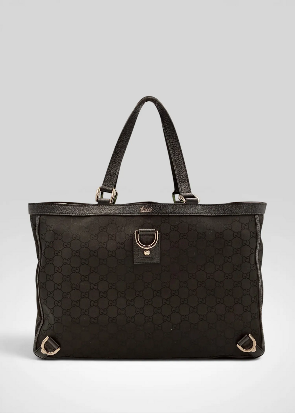 Preloved | Gucci Monogram Abbey D-ring Skuldertaske i Sort Canvas Gucci
