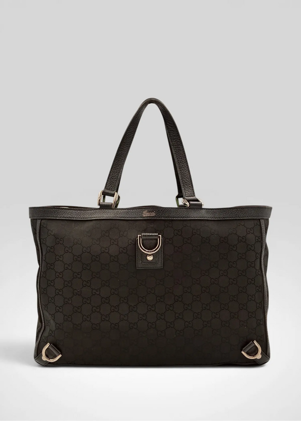 Preloved | Gucci Monogram Abbey D-ring Skuldertaske i Sort Canvas Gucci