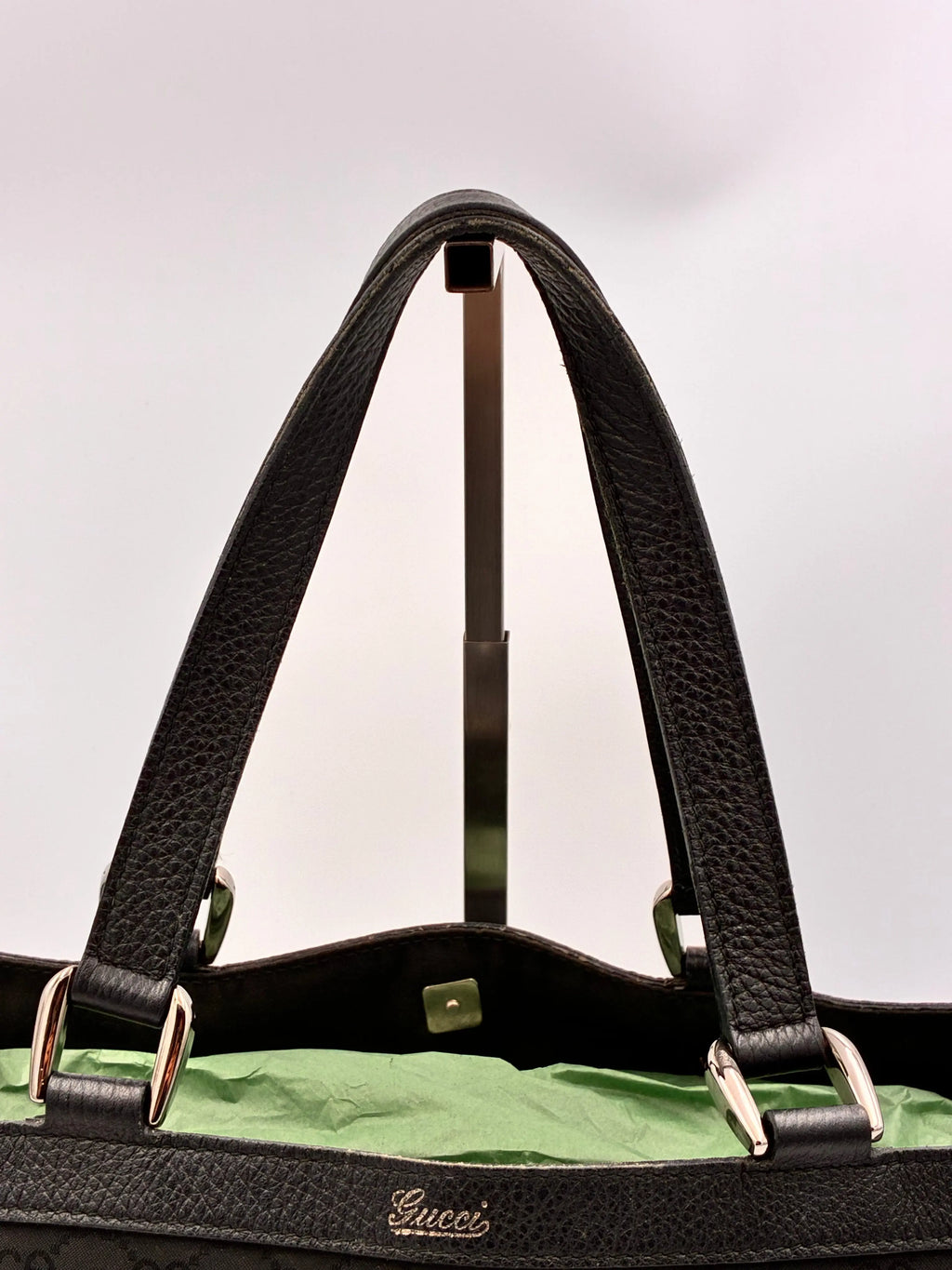Preloved | Gucci Monogram Abbey D-ring Skuldertaske i Sort Canvas Gucci