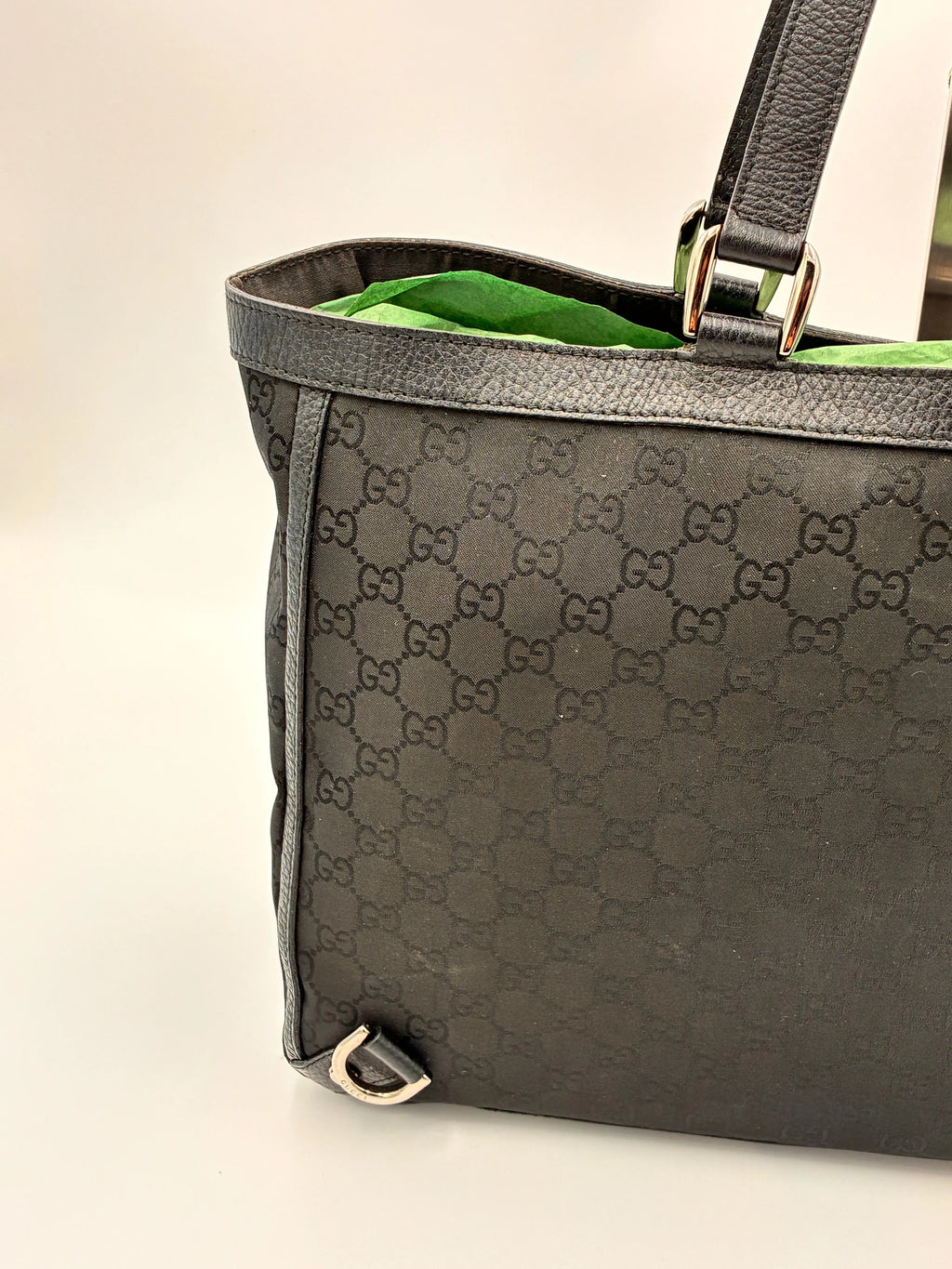 Preloved | Gucci Monogram Abbey D-ring Skuldertaske i Sort Canvas Gucci