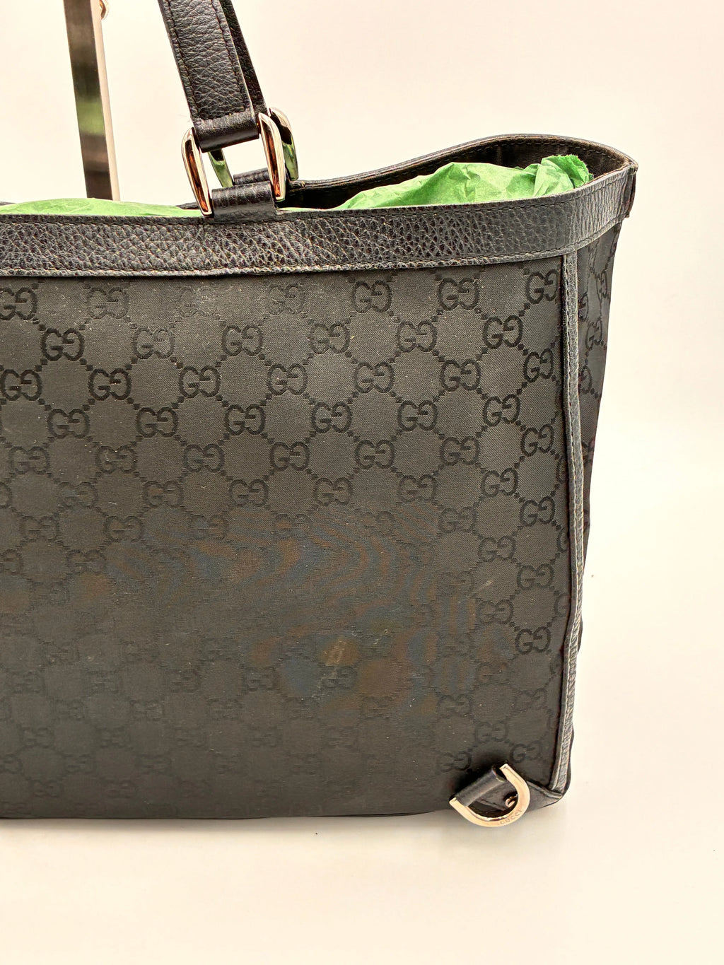 Preloved | Gucci Monogram Abbey D-ring Skuldertaske i Sort Canvas Gucci