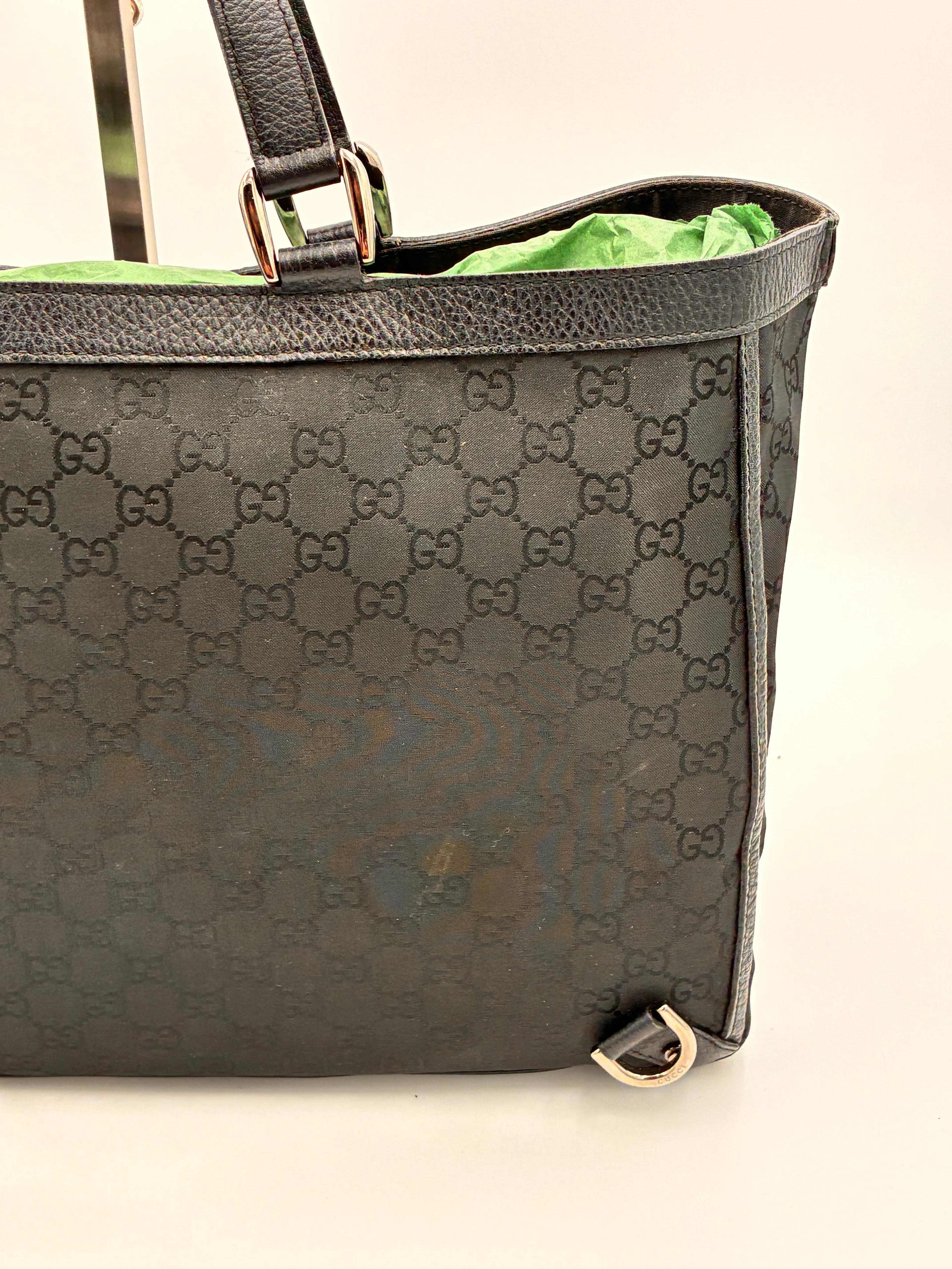Preloved | Gucci Monogram Abbey D-ring Skuldertaske i Sort Canvas Gucci