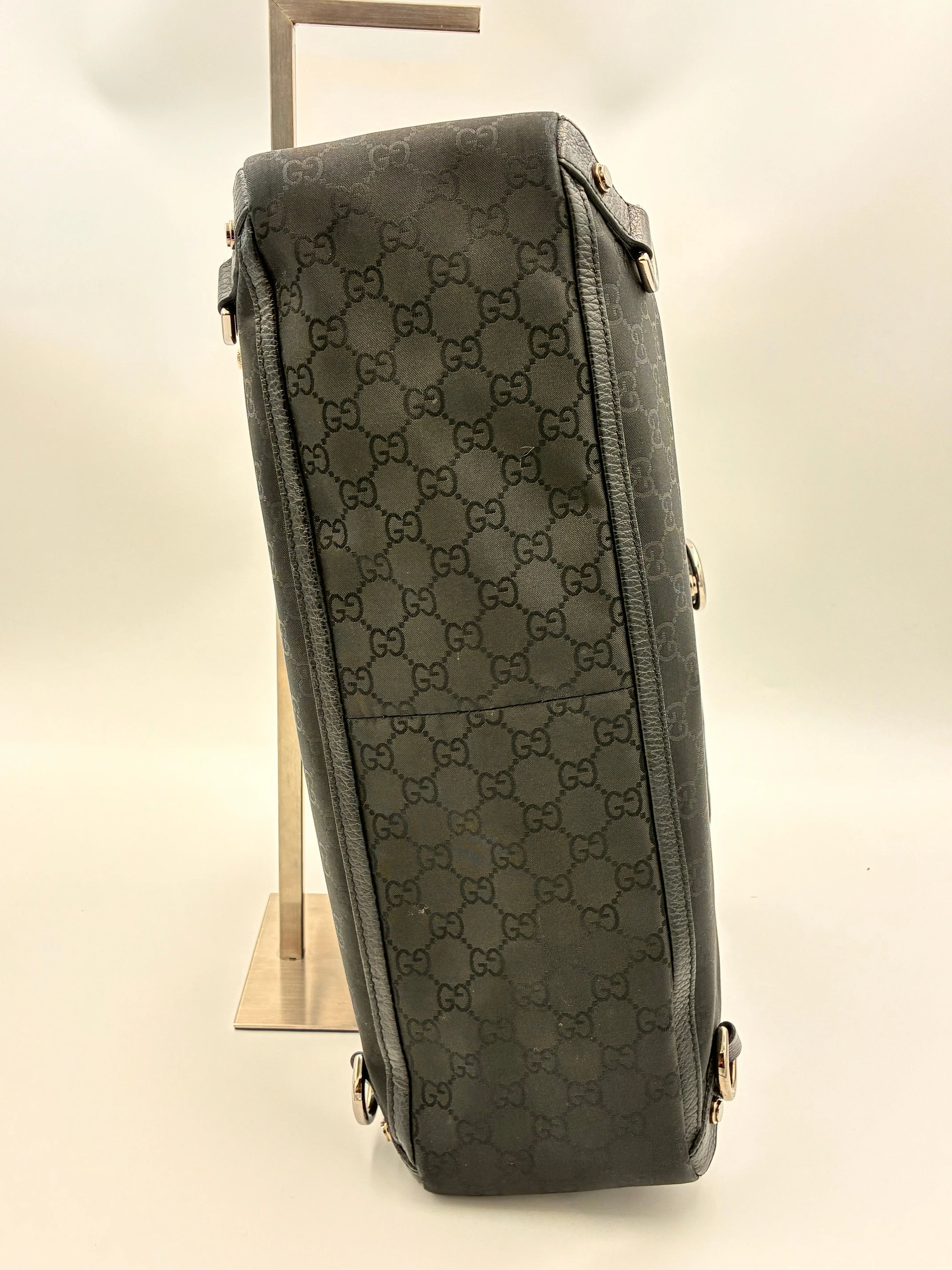 Preloved | Gucci Monogram Abbey D-ring Skuldertaske i Sort Canvas Gucci
