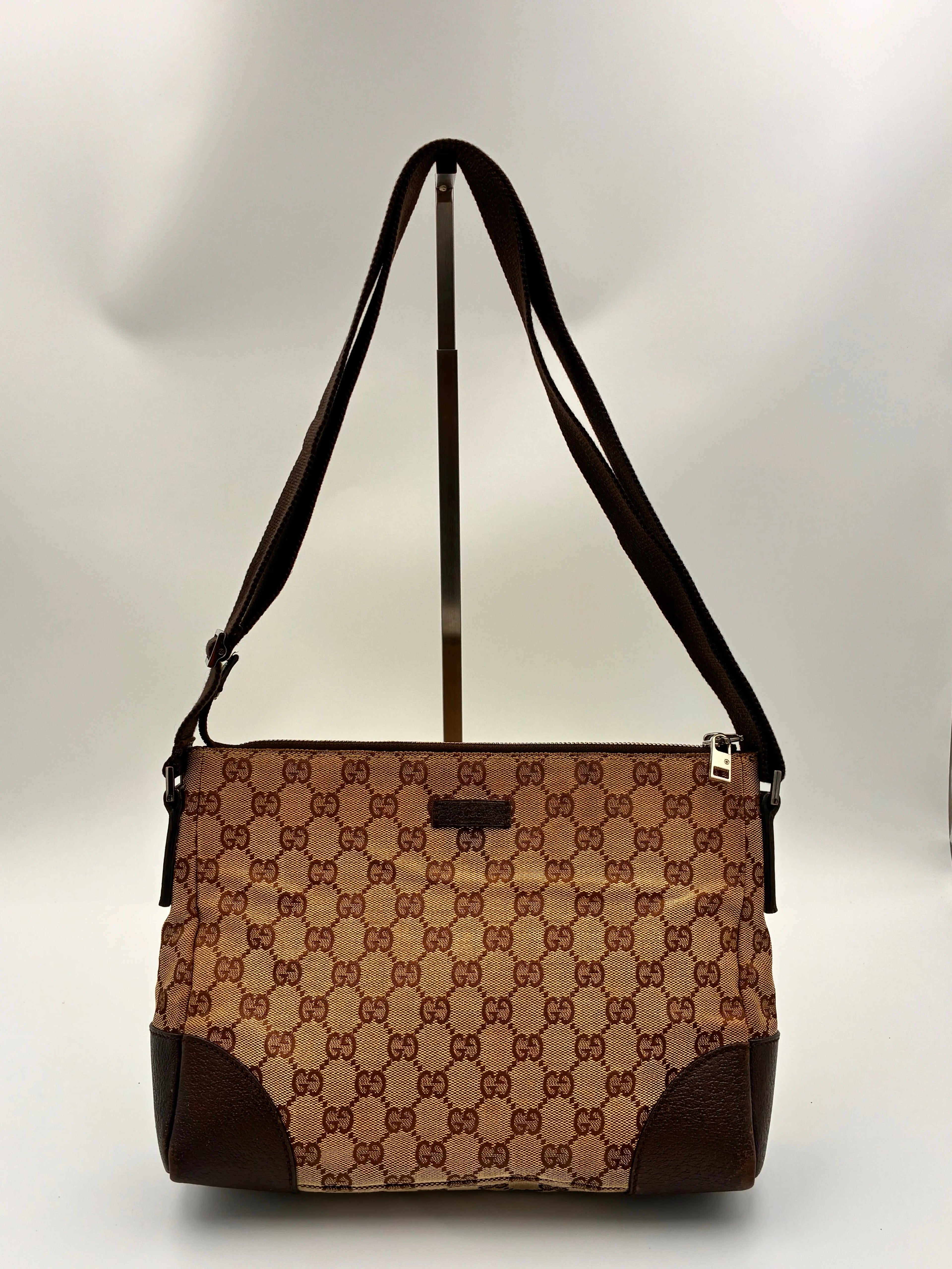 Preloved | Gucci Monogram Messenger Crossbody i Brun Canvas Gucci