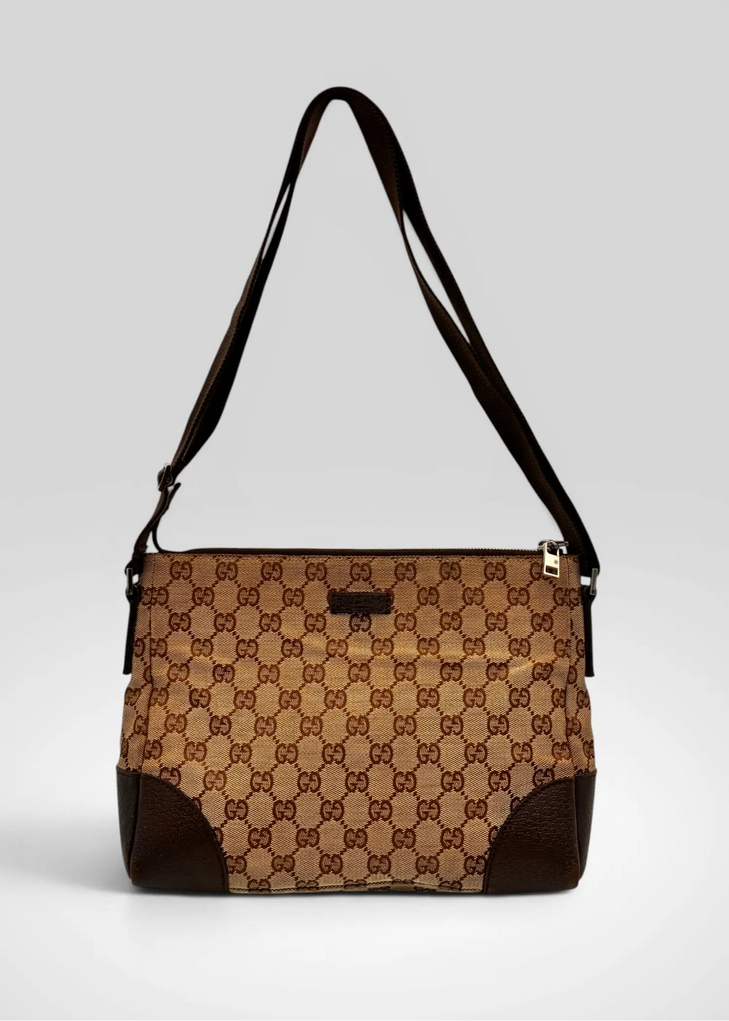 Preloved | Gucci Monogram Messenger Crossbody i Brun Canvas Gucci