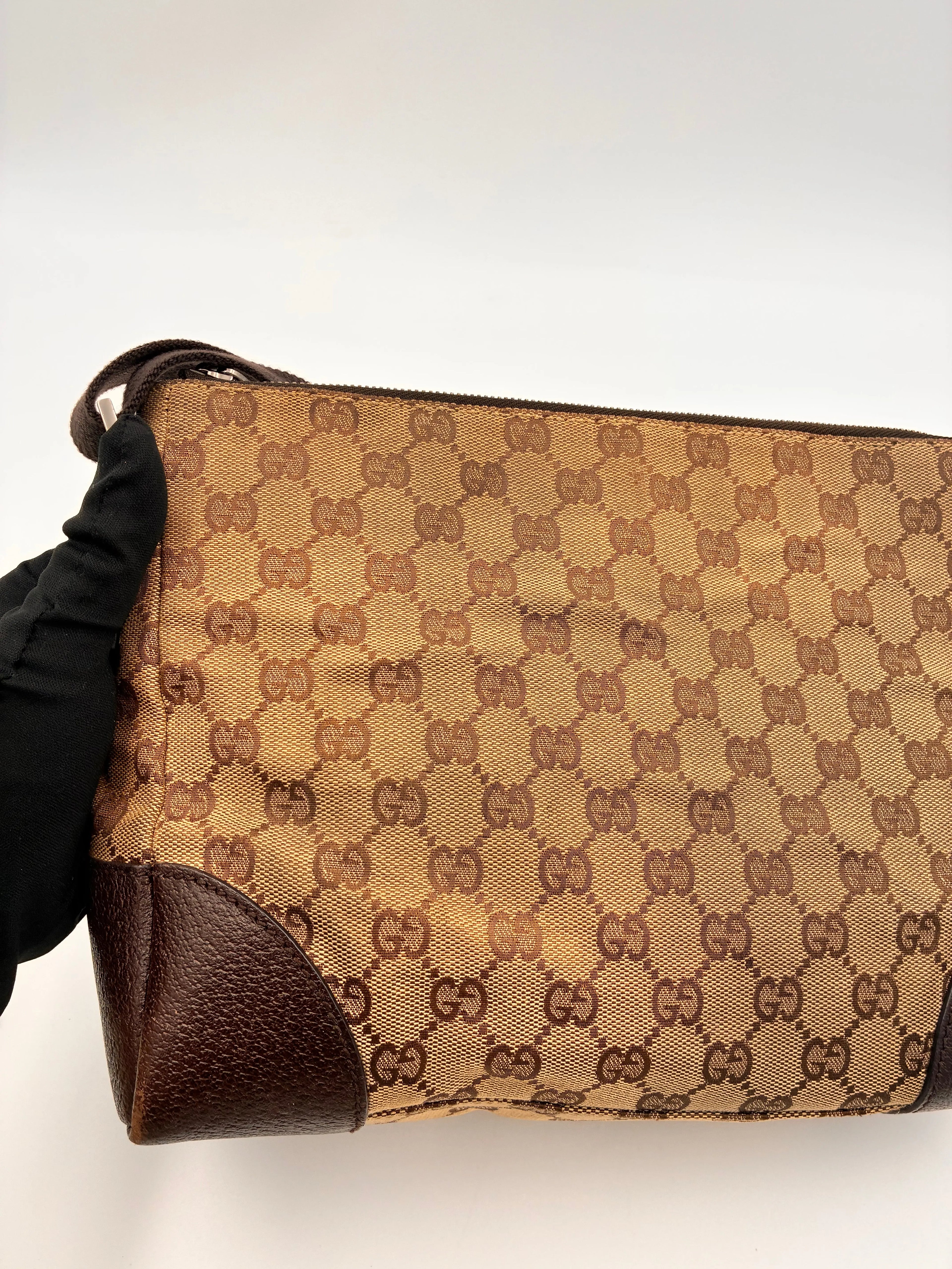 Preloved | Gucci Monogram Messenger Crossbody i Brun Canvas Gucci