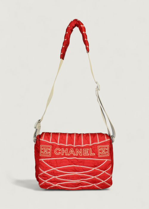 Preloved | Chanel Sport Line Messenger Crossbody i Rød Nylon