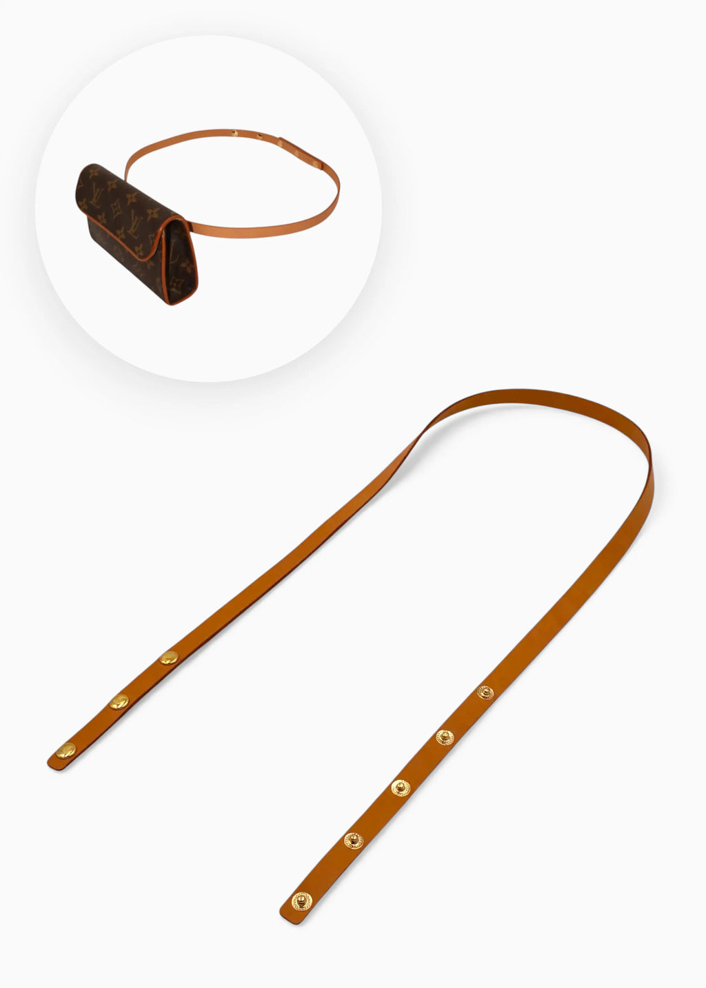 Vachetta Læderrem med Patineret Finish Justerbar til Louis Vuitton Pochette Florentine Hidden Luxury Project
