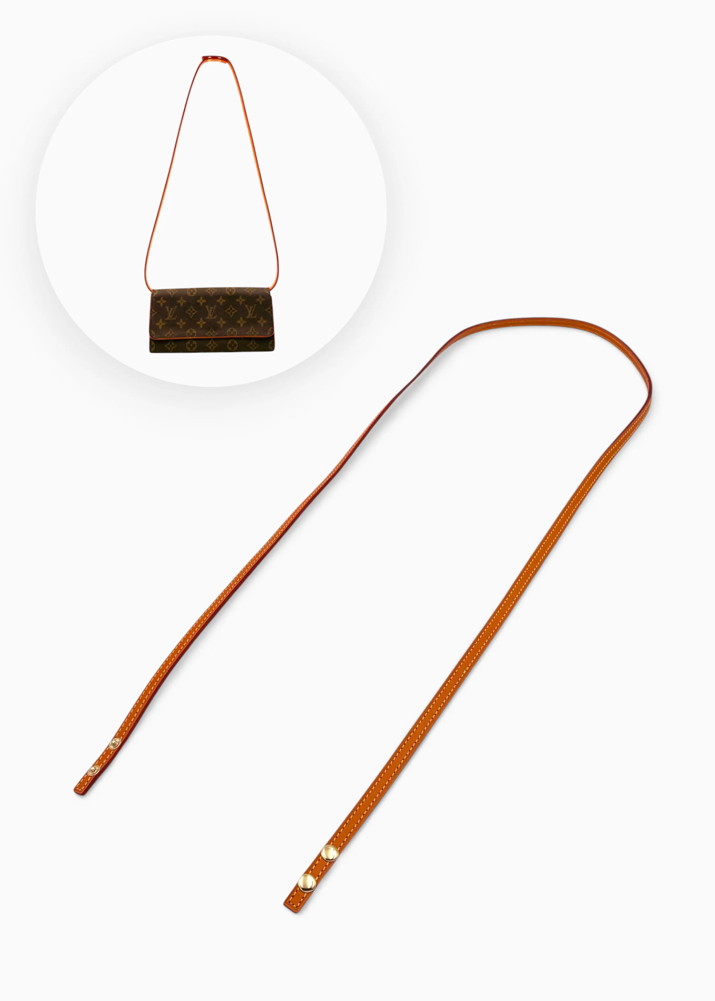 Vachetta Læderrem med Patineret Finish til Louis Vuitton Pochette Twin PM & GM – 134 cm Hidden Luxury Project