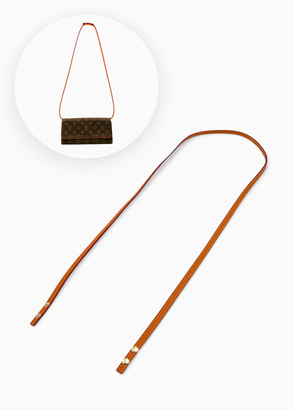 Vachetta Læderrem med Patineret Finish til Louis Vuitton Pochette Twin PM & GM – 134 cm Hidden Luxury Project