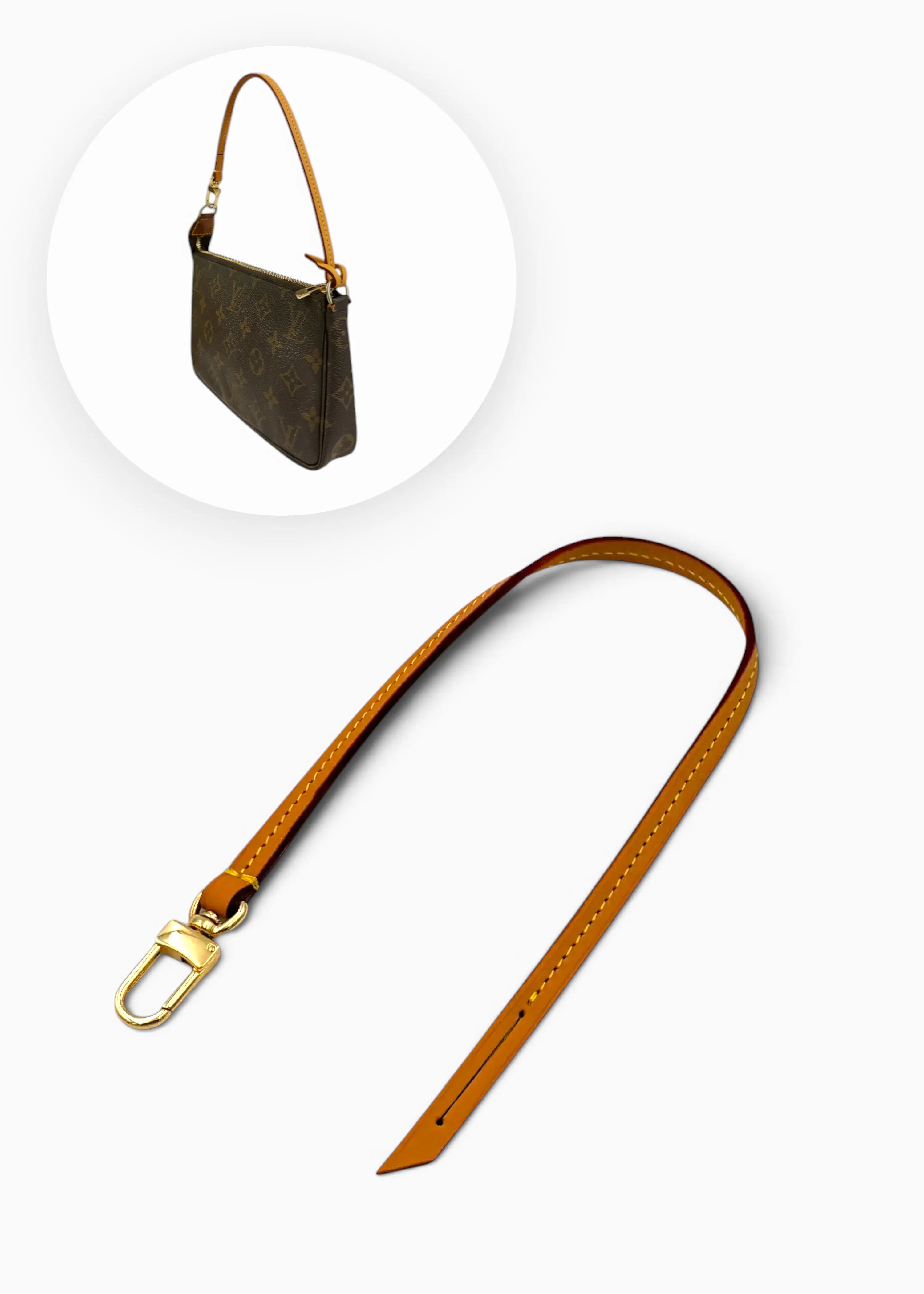 Vachetta Læderrem med Patineret Finish til Louis Vuitton Pochette Accessoires – 38,5 cm Hidden Luxury Project
