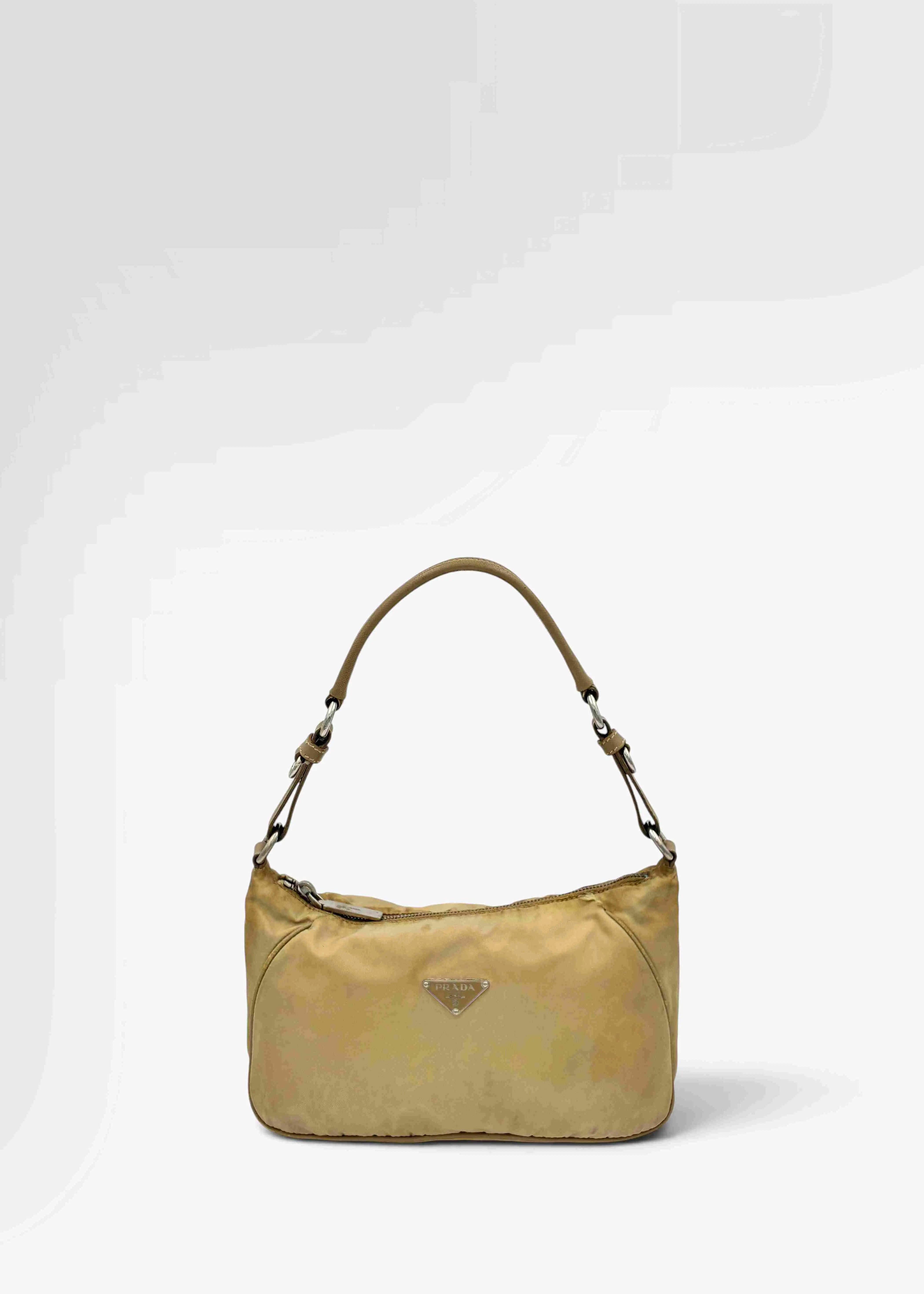Preloved | Prada Nylon Skuldertaske i Beige Nylon Prada